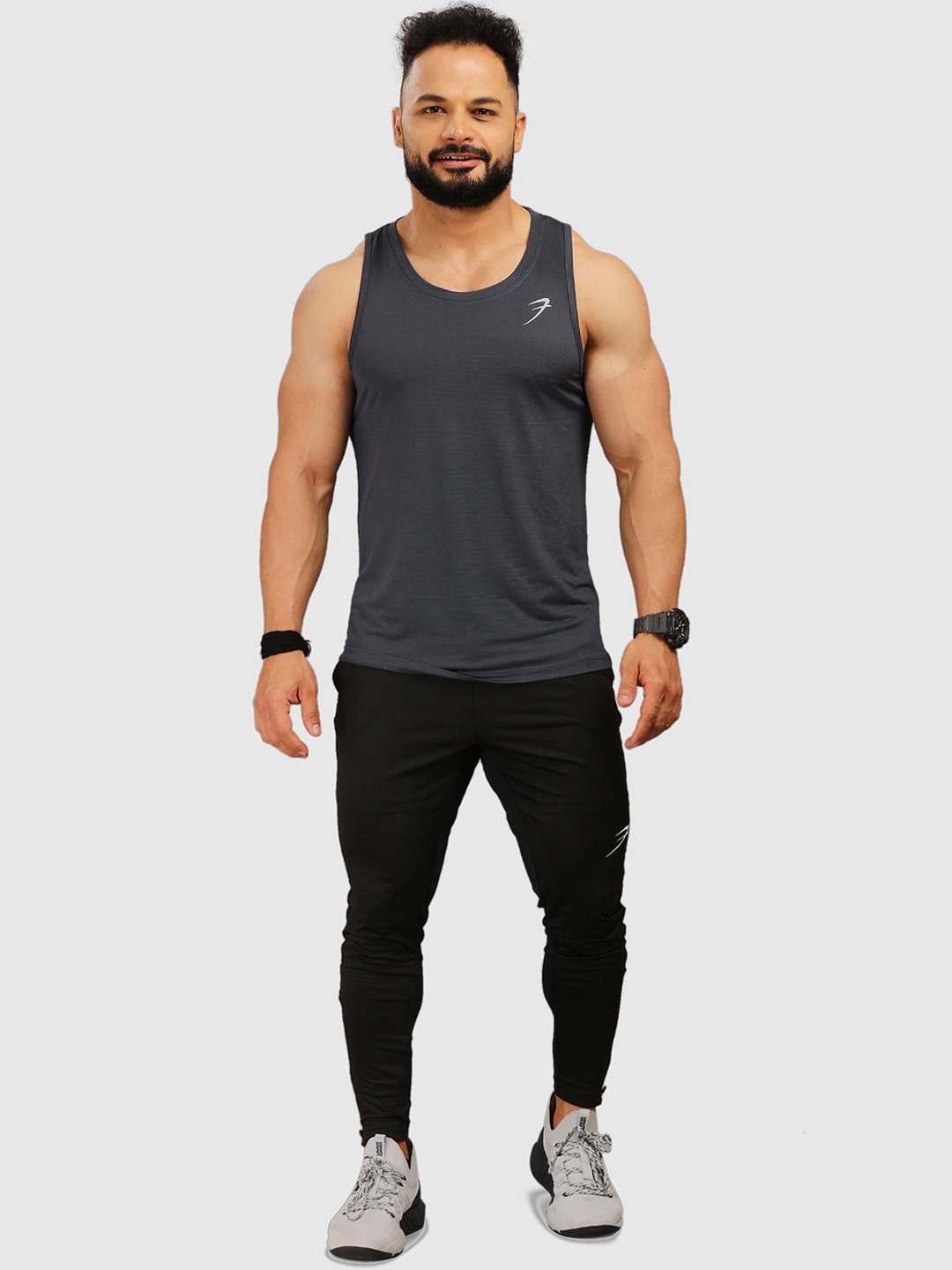 Clothing Innerwear Vests | FUAARK Men Grey Solid Innerwear Tank Vest - HY12094