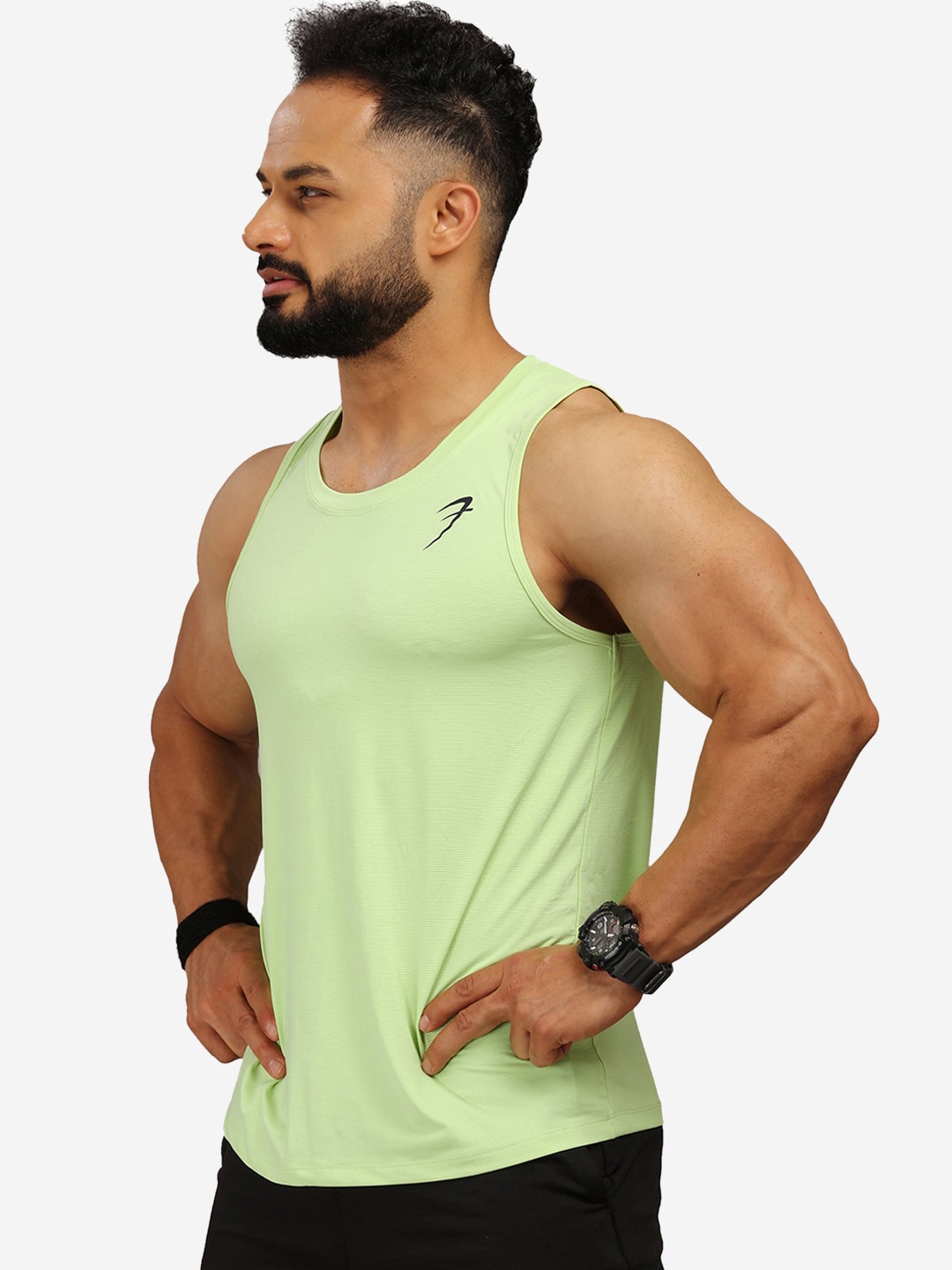 Clothing Innerwear Vests | FUAARK Men Lime Green Solid Innerwear Tank Vest - TN98040