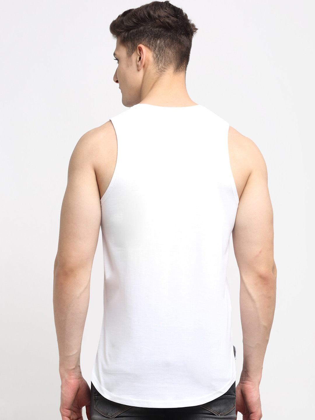 Clothing Innerwear Vests | Friskers Men White & Black Printed Cotton Innerwear Vests - YZ28102