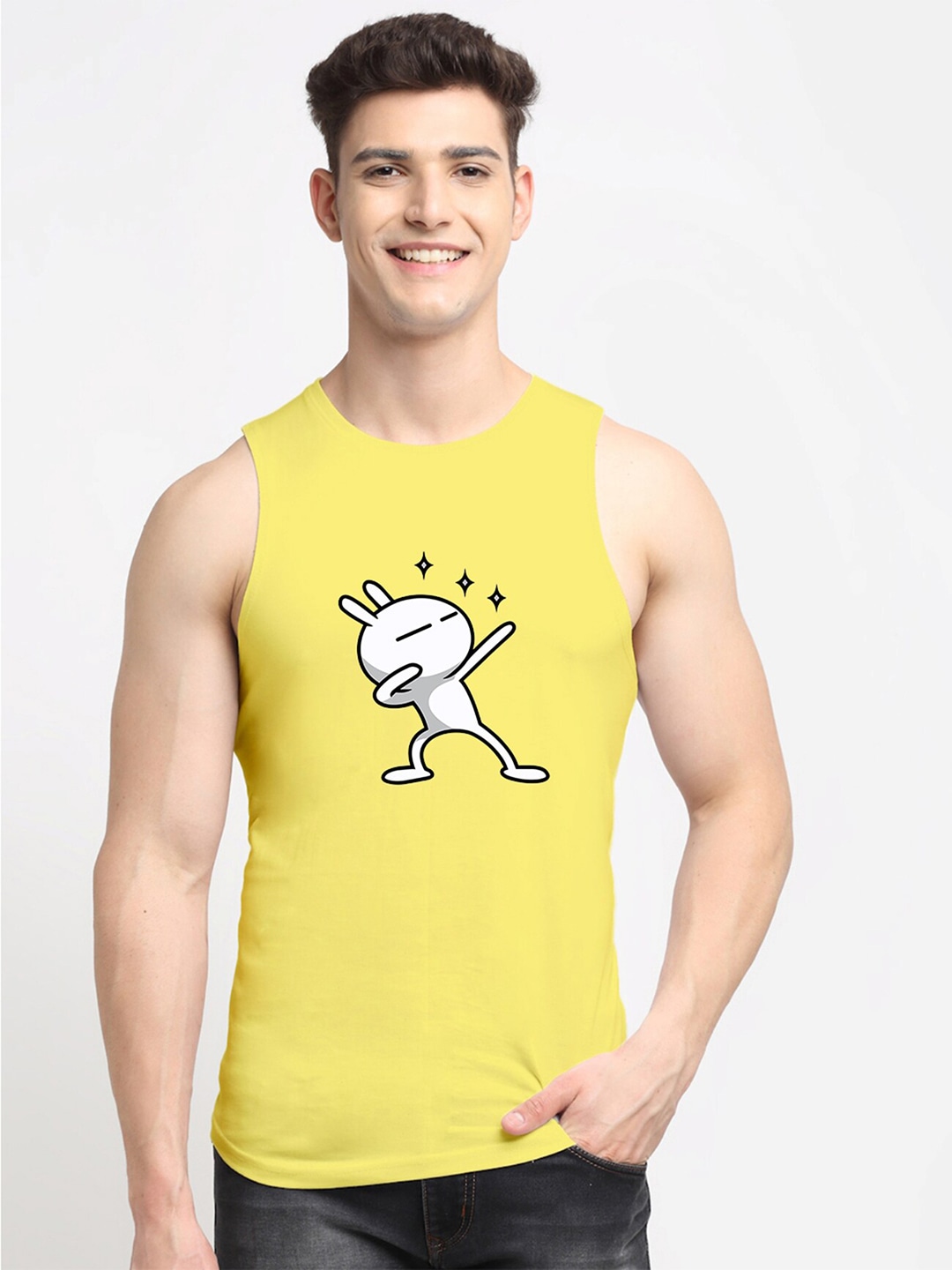 Clothing Innerwear Vests | Friskers Men Yellow Graphic Printed Innerwear Vests - RM44277