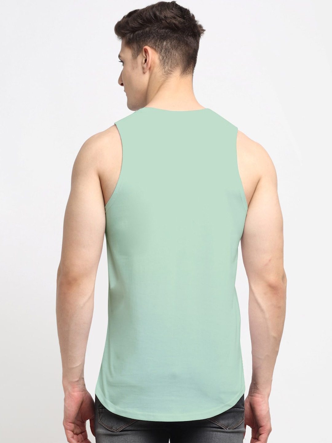 Clothing Innerwear Vests | Friskers Men Sea Green Printed Pure Cotton Innerwear Vests - JO52523