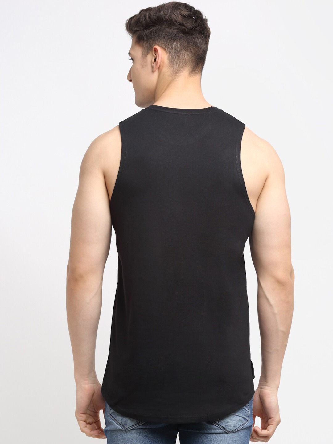 Clothing Innerwear Vests | Friskers Men Black Printed Cotton Innerwear Vests - FH92928