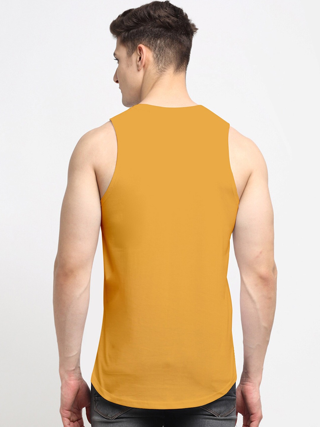 Clothing Innerwear Vests | Friskers Men Gold Printed Cotton Innerwear Vests - QT12937