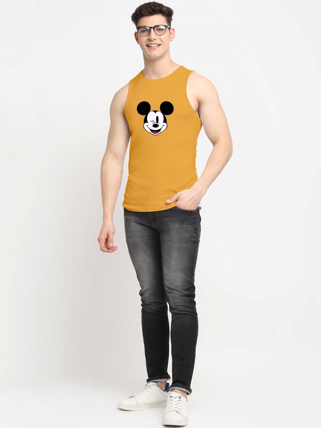 Clothing Innerwear Vests | Friskers Men Gold-Toned Printed Pure Cotton Innerwear Vests - XU53945