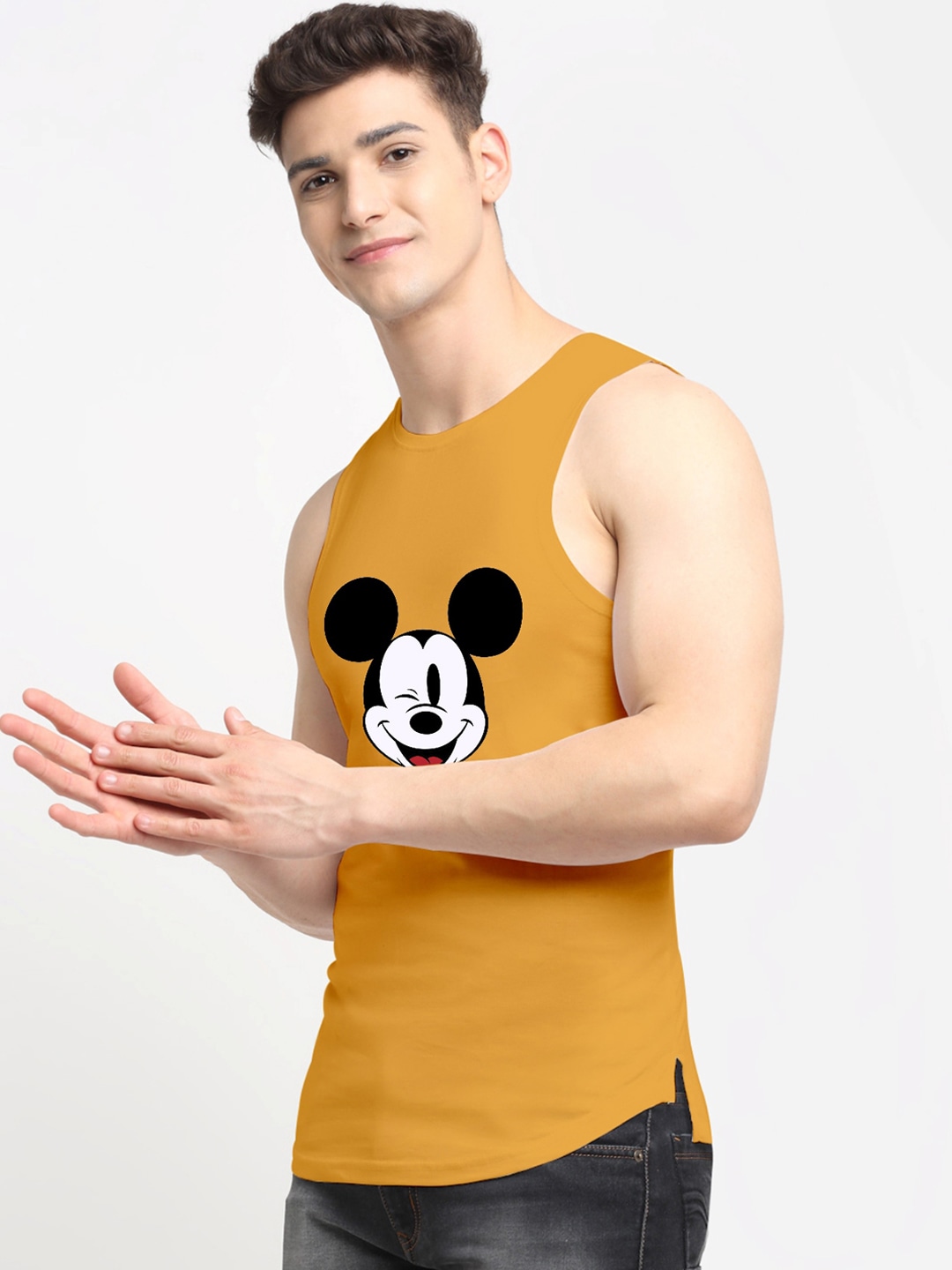 Clothing Innerwear Vests | Friskers Men Gold-Toned Printed Pure Cotton Innerwear Vests - XU53945