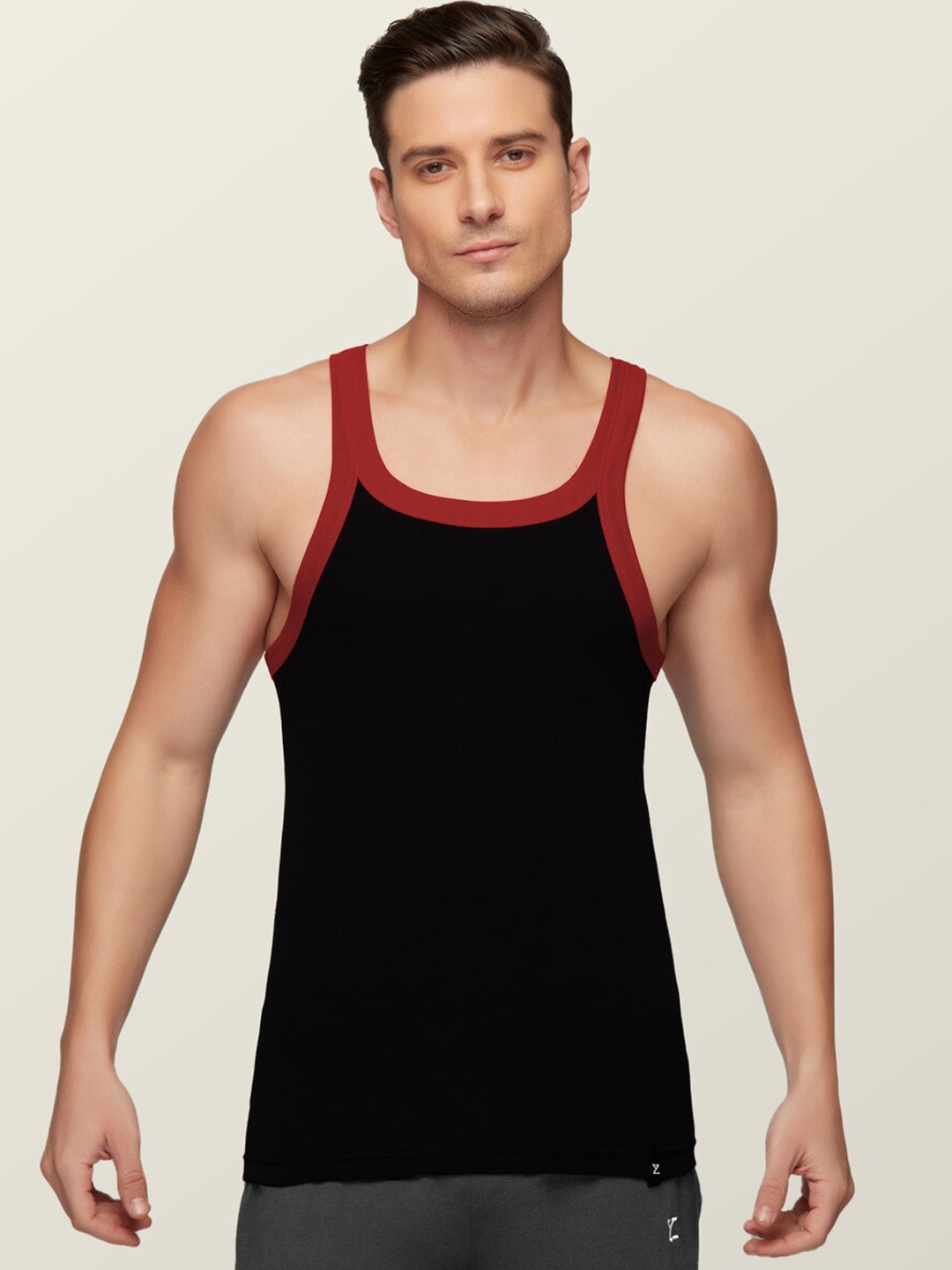 Clothing Innerwear Vests | XYXX Men Pack Of 2 Black Anti-Bacterial Super Combed Cotton Square Neck Knitted Vest - EQ98055