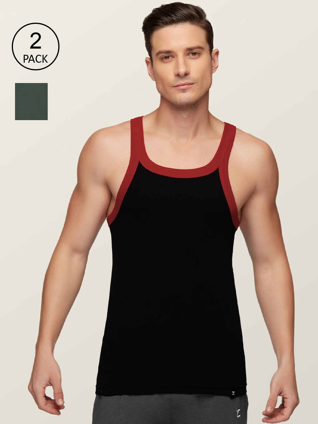 Clothing Innerwear Vests | XYXX Men Pack Of 2 Anti-Bacterial Super Combed Cotton Square Neck Knitted Vest - UZ97453