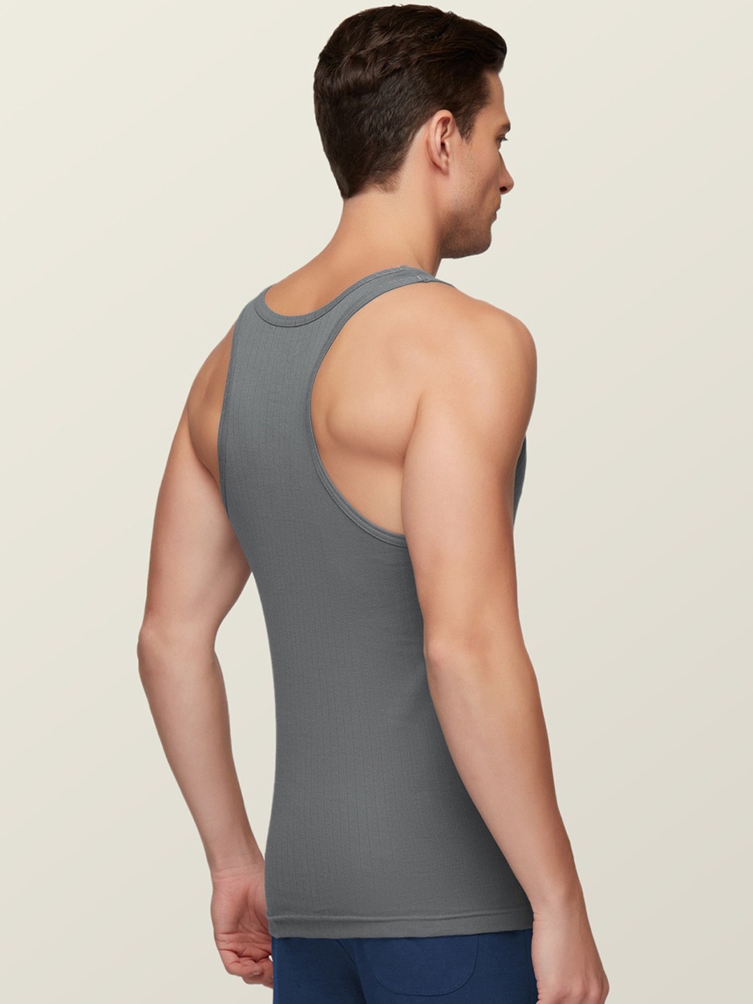 Clothing Innerwear Vests | XYXX Men Grey Anti-Microbial Super Combed Cotton Round Neck Ribbed Vest - EP66808