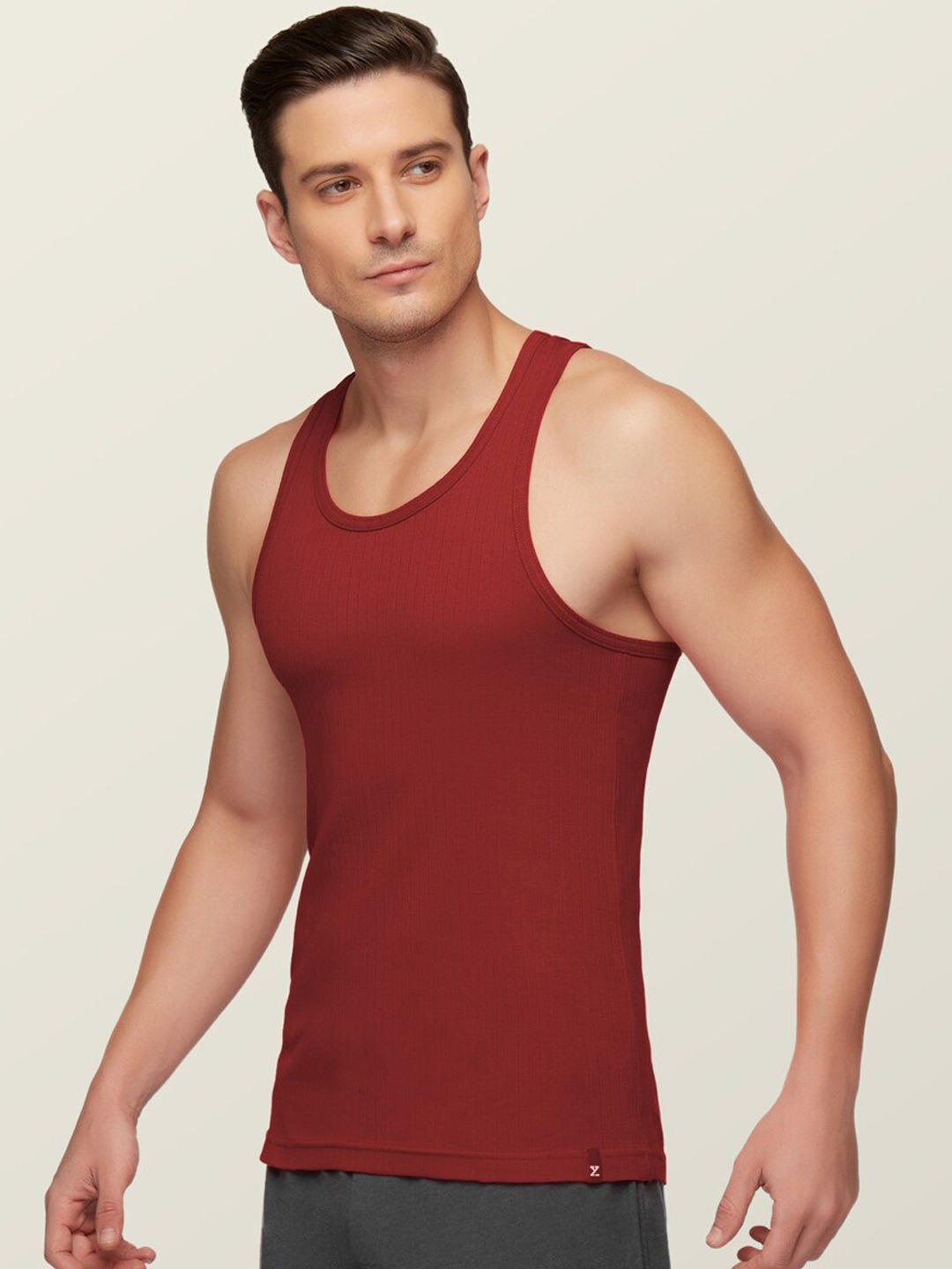 Clothing Innerwear Vests | XYXX Men Red Solid Anti-Microbial Super Combed Cotton Round Neck Ribbed Vest - KI63017