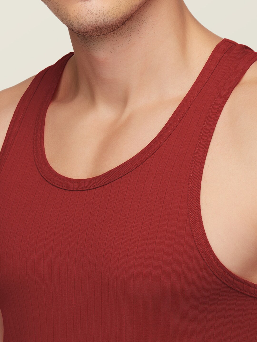 Clothing Innerwear Vests | XYXX Men Red Solid Anti-Microbial Super Combed Cotton Round Neck Ribbed Vest - KI63017