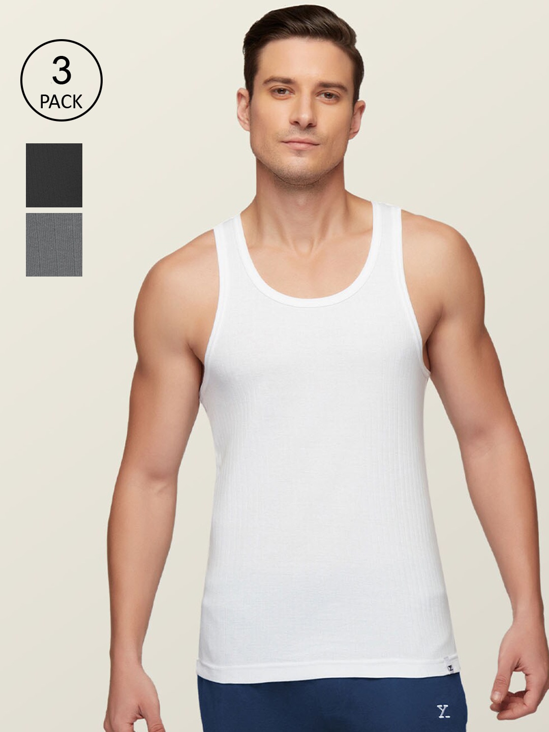Clothing Innerwear Vests | XYXX Men Pack Of 3 Anti-Microbial Super Combed Cotton Round Neck Ribbed Vest - PP39644