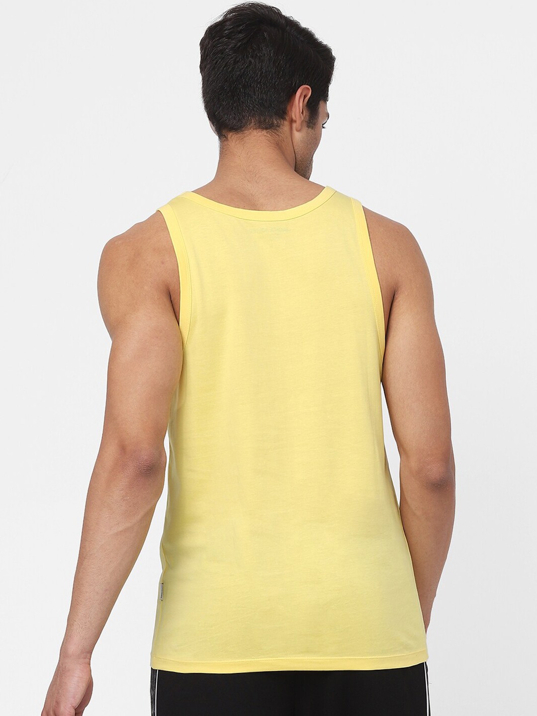 Clothing Innerwear Vests | Jack & Jones Men Yellow Printed Cotton Innerwear Tank Vests - FC78488