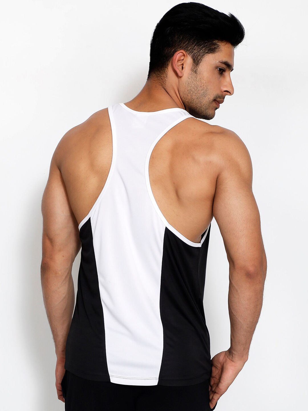 Clothing Innerwear Vests | Yogue Activewear Men Black & White Solid Innerwear Vests - PV19106