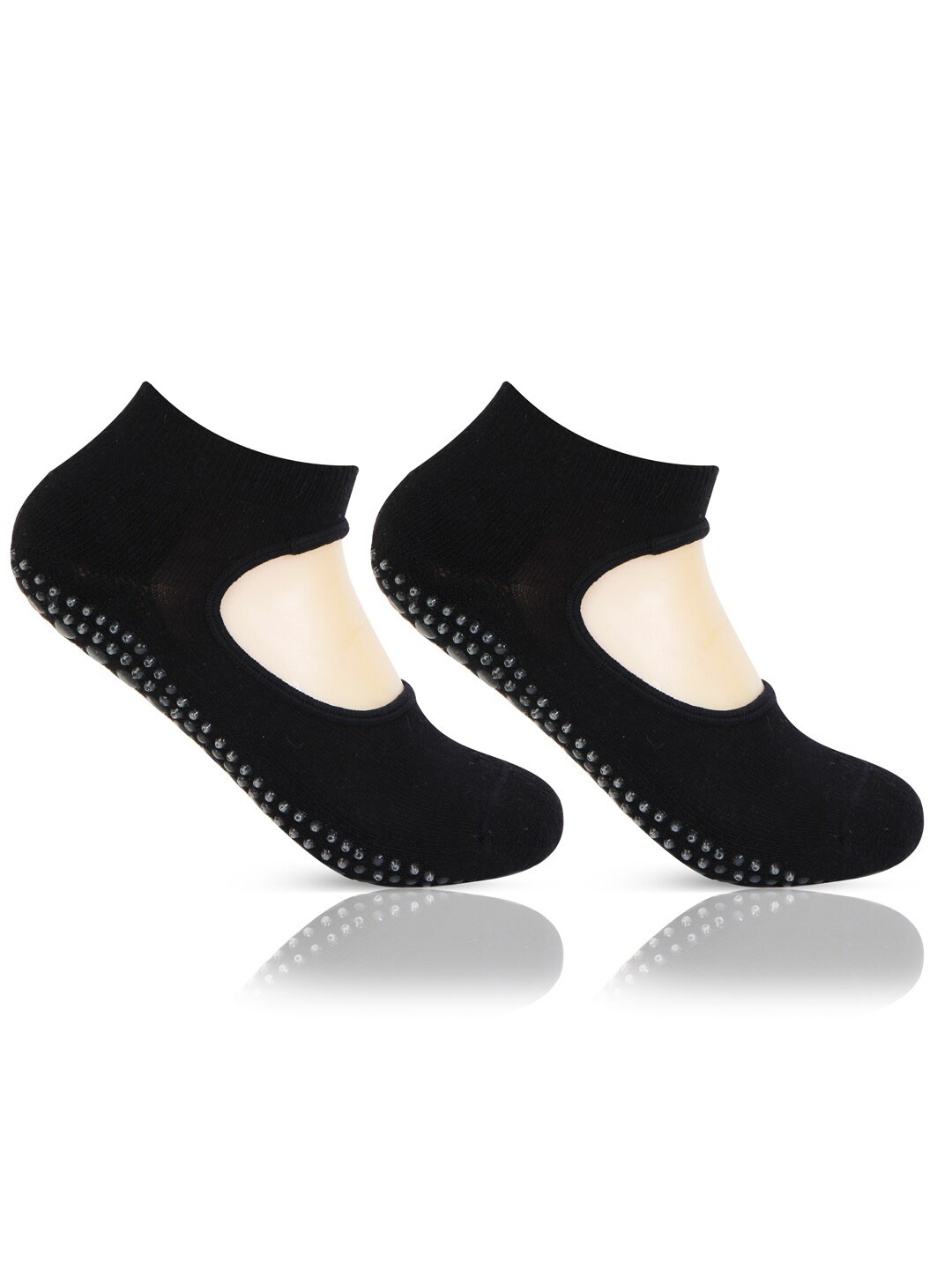 Accessories Socks | Bonjour Women Black Solid Anti-Skid Yoga Socks - DL50539