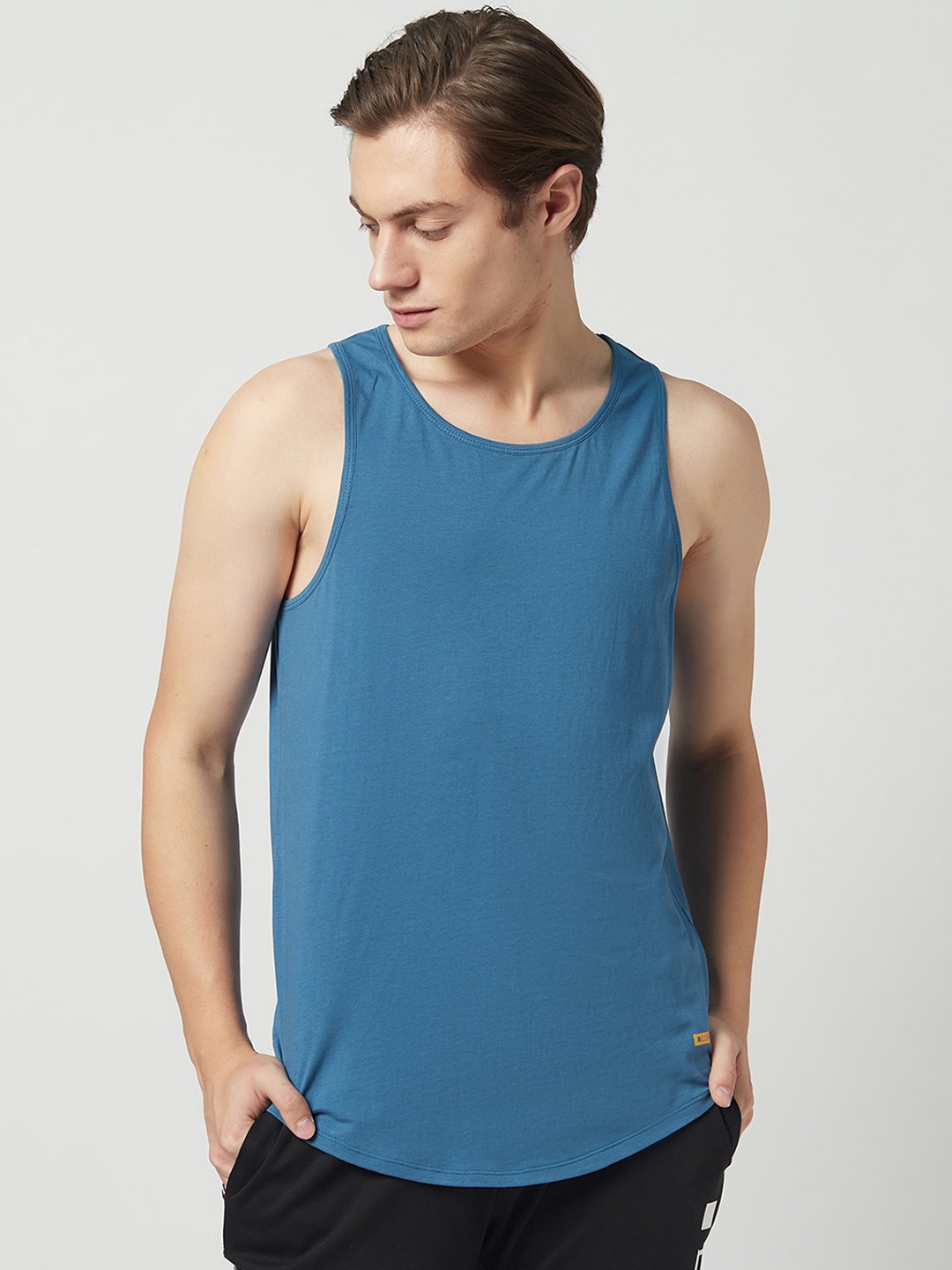 Clothing Innerwear Vests | EDRIO Men Blue Cotton Solid Innerwear Vests - MY59936