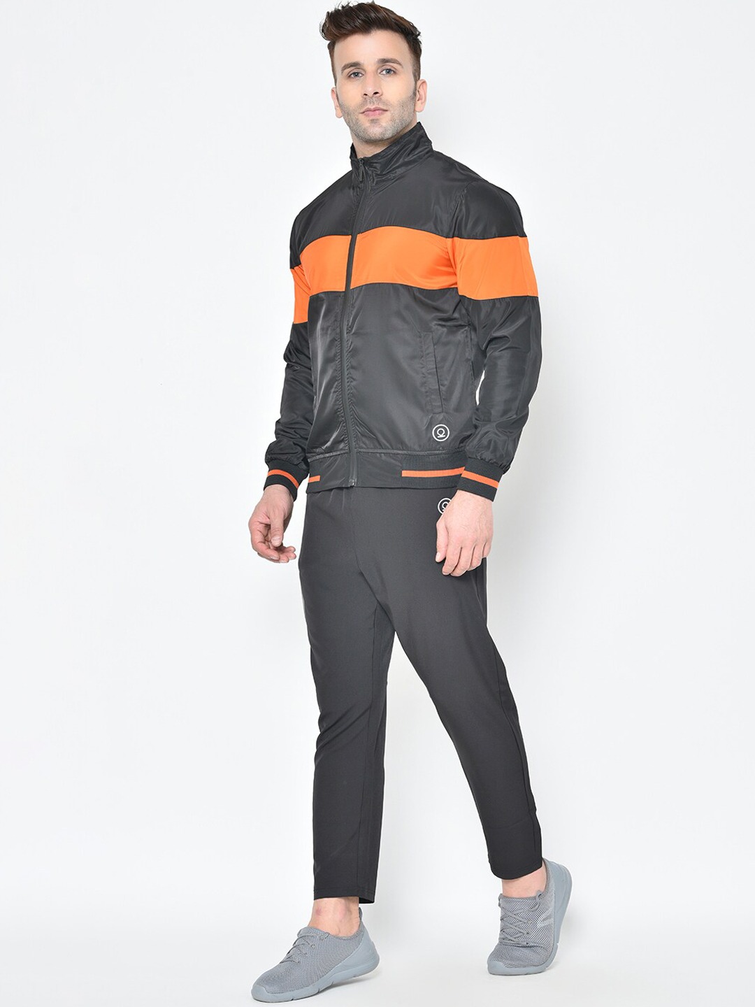 Clothing Tracksuits | Chkokko Men Black & Orange Solid Tracksuits - HQ33460