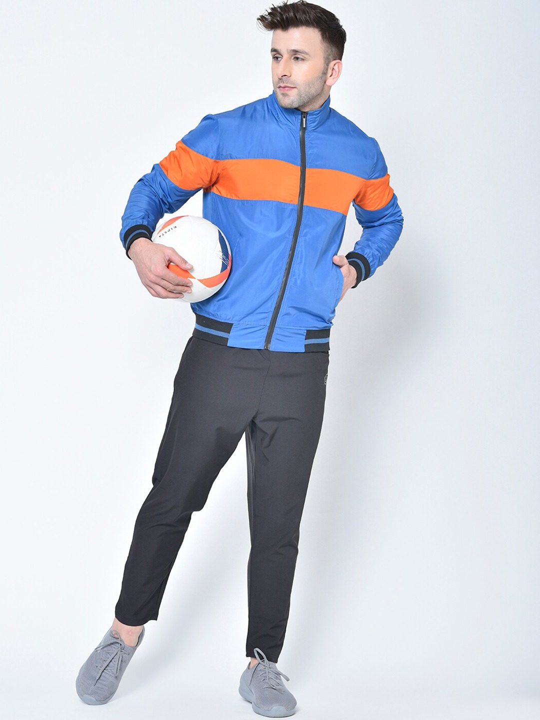 Clothing Tracksuits | Chkokko Men Blue & Orange Solid Track Suit - BQ60129
