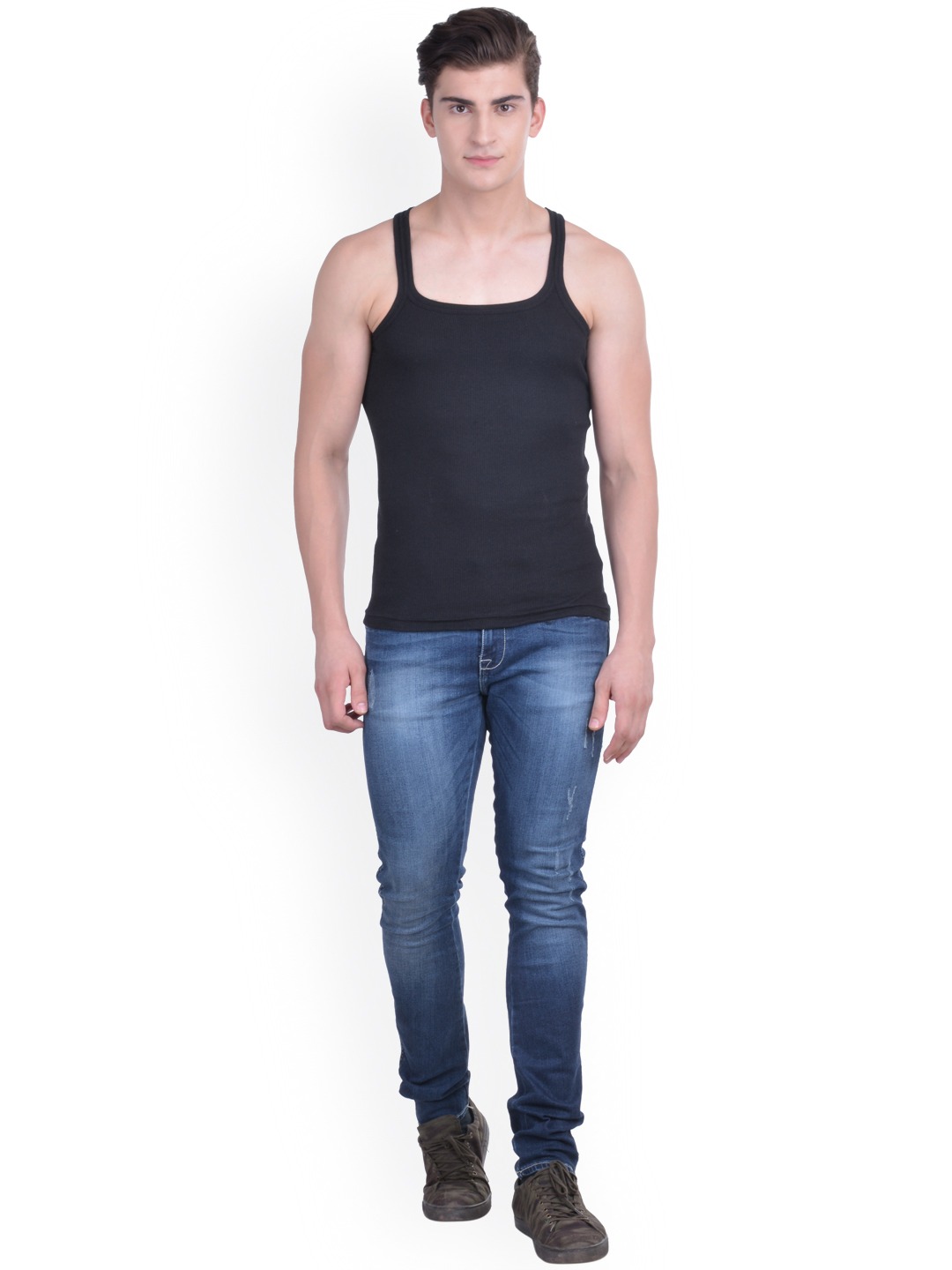 Clothing Innerwear Vests | Dollar Bigboss Pack of 2 Black Innerwear Vests MDBB-01 - YX59687
