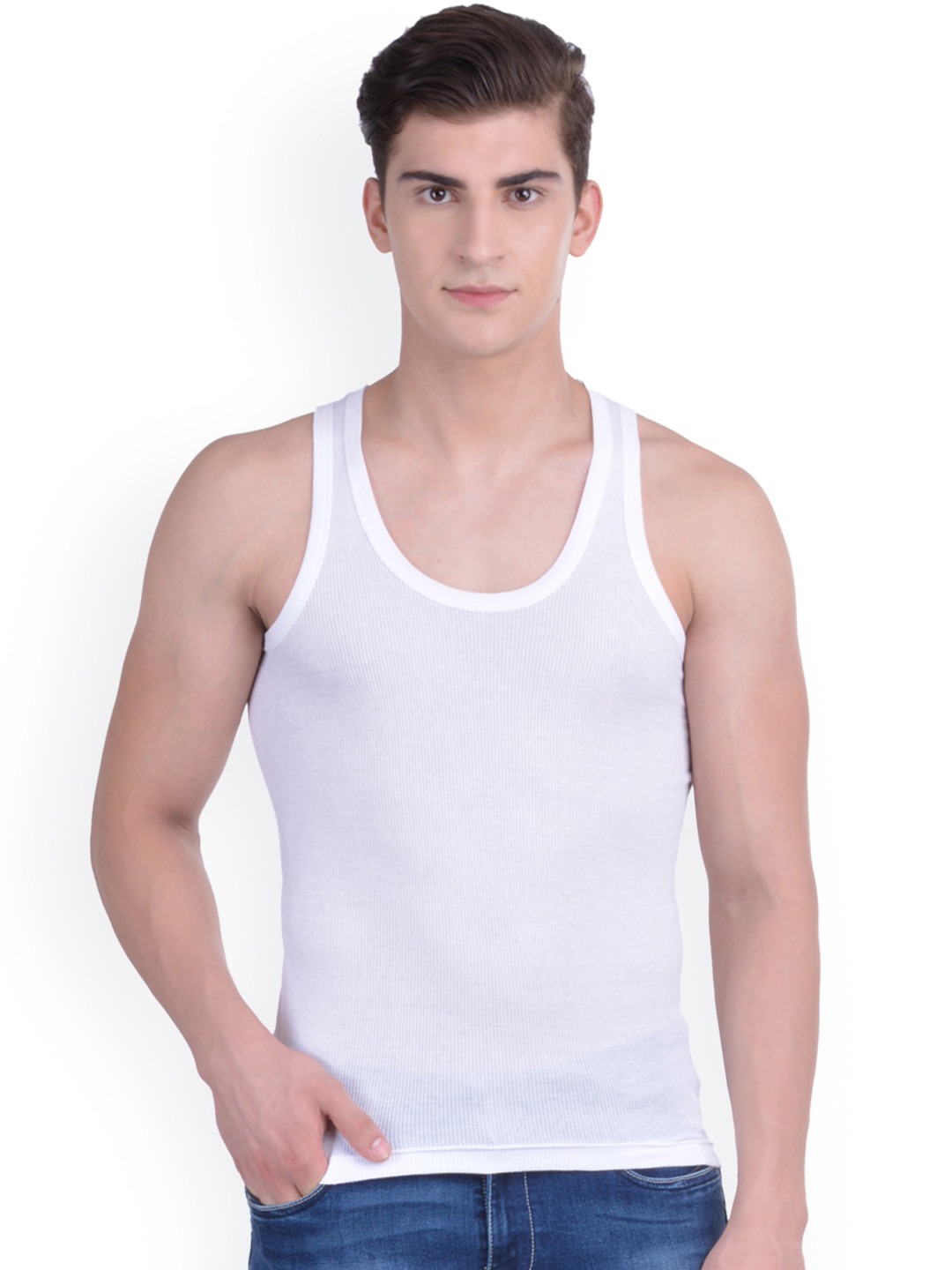 Clothing Innerwear Vests | Dollar Bigboss Pack of 2 White Innerwear Vests MDVE-04-R1-PO2 - VY69546