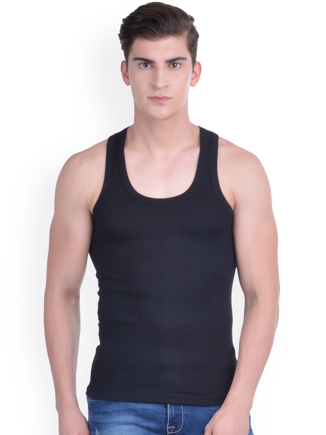 Clothing Innerwear Vests | Dollar Bigboss Pack of 2 Black Innerwear Vests MDVE-04-R1-PO2 - SF33560