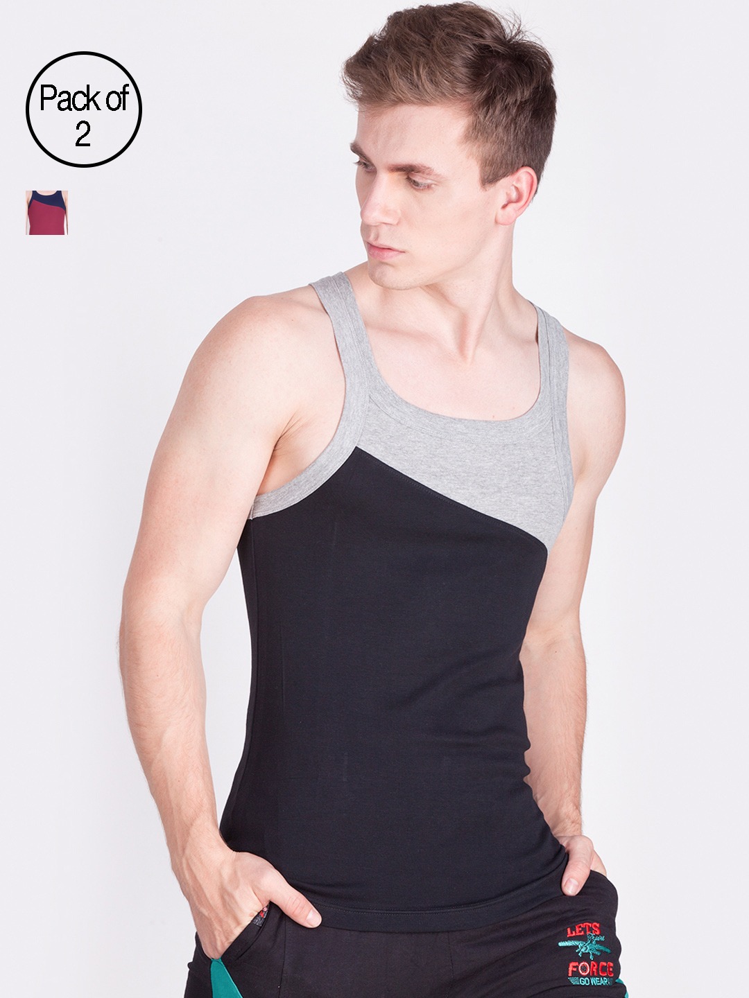 Clothing Innerwear Vests | Force NXT Men Pack of 2 Gym Vest MNFR-262-PO2 - SP74747