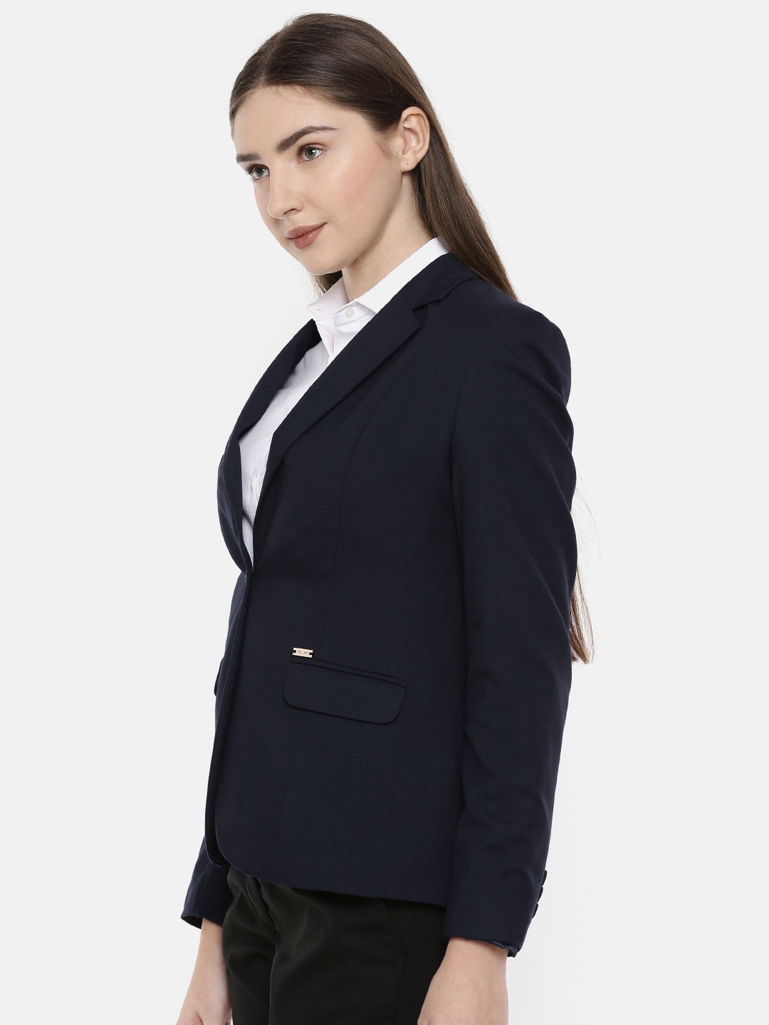 Clothing Blazers | Park Avenue Woman Navy Single Breasted Formal Blazer - KR28998