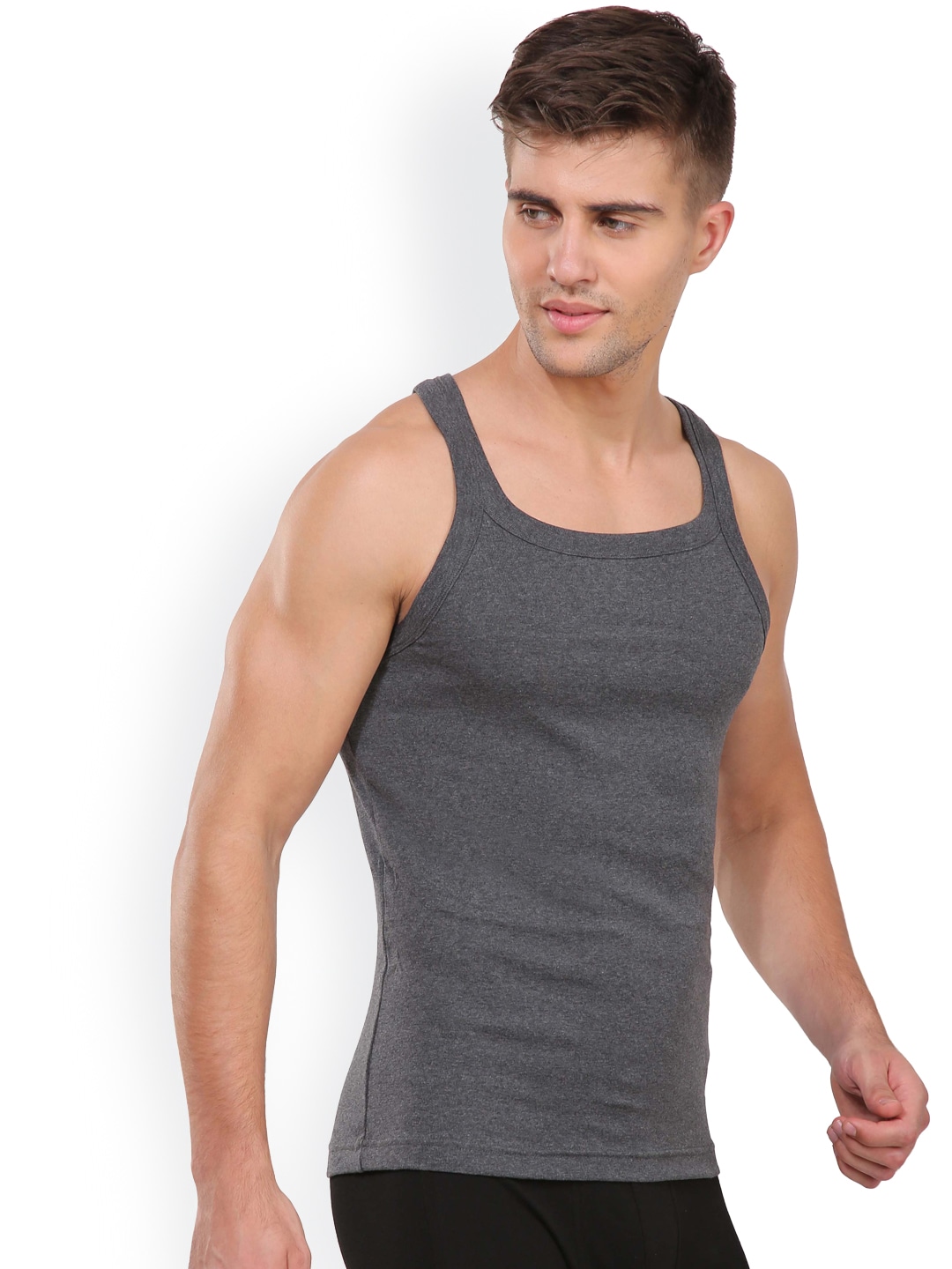 Clothing Innerwear Vests | Jockey Men Charcoal Grey Innerwear Vest US26-0105 - XC90745
