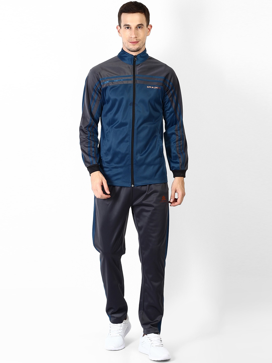 Clothing Tracksuits | OFF LIMITS Men Teal Blue Solid Tracksuit - AI39961