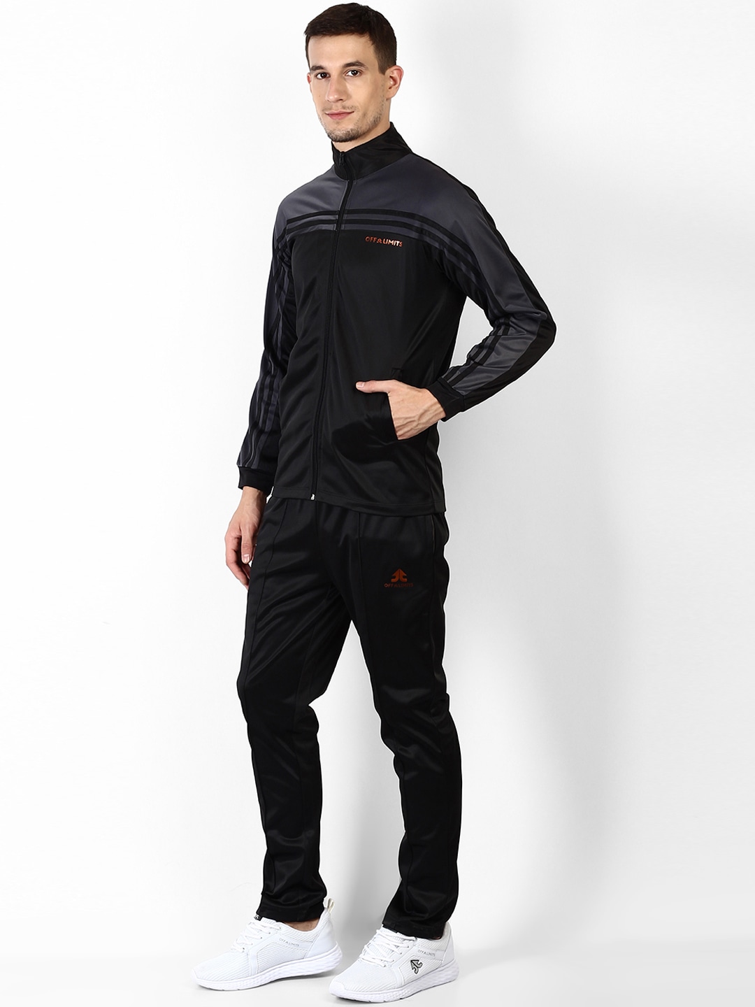 Clothing Tracksuits | OFF LIMITS Men Black Solid Tracksuits - IA90138