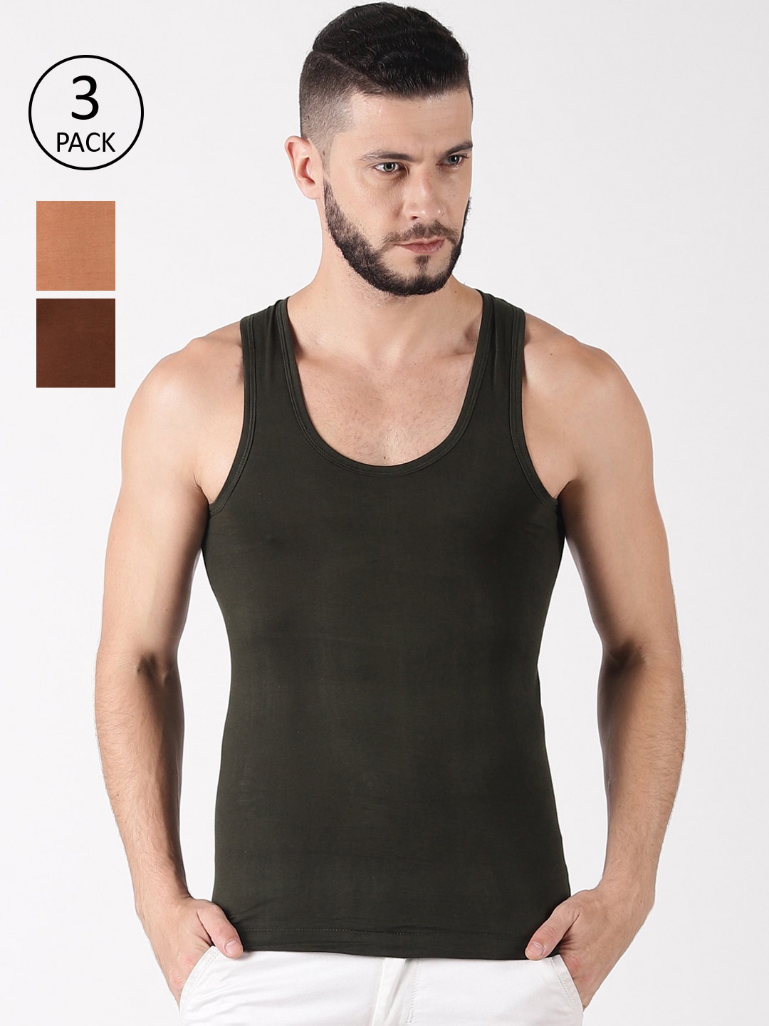 Clothing Innerwear Vests | Dollar Lehar Men Pack Of 3 Assorted Innerwear Vests MLHVE-01-PO3-ASST2 - AB35820