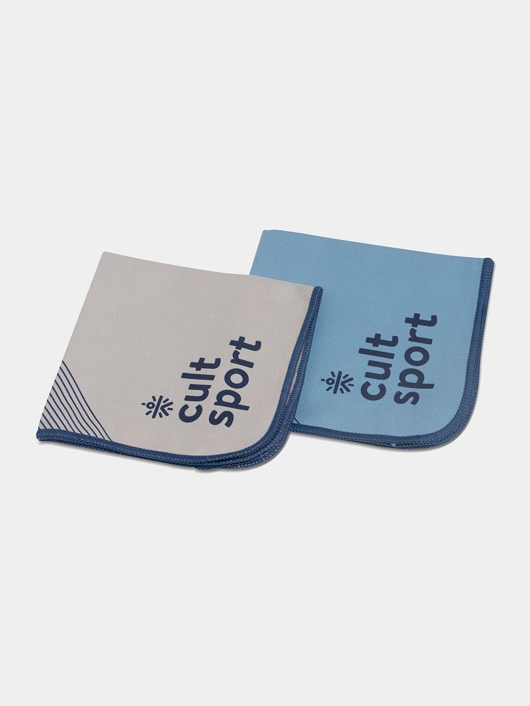 Accessories Sports Accessories | Cultsport Unisex Pack of 2 Blue & Grey Quick Dry Sustainable Hand Towel - HE67267