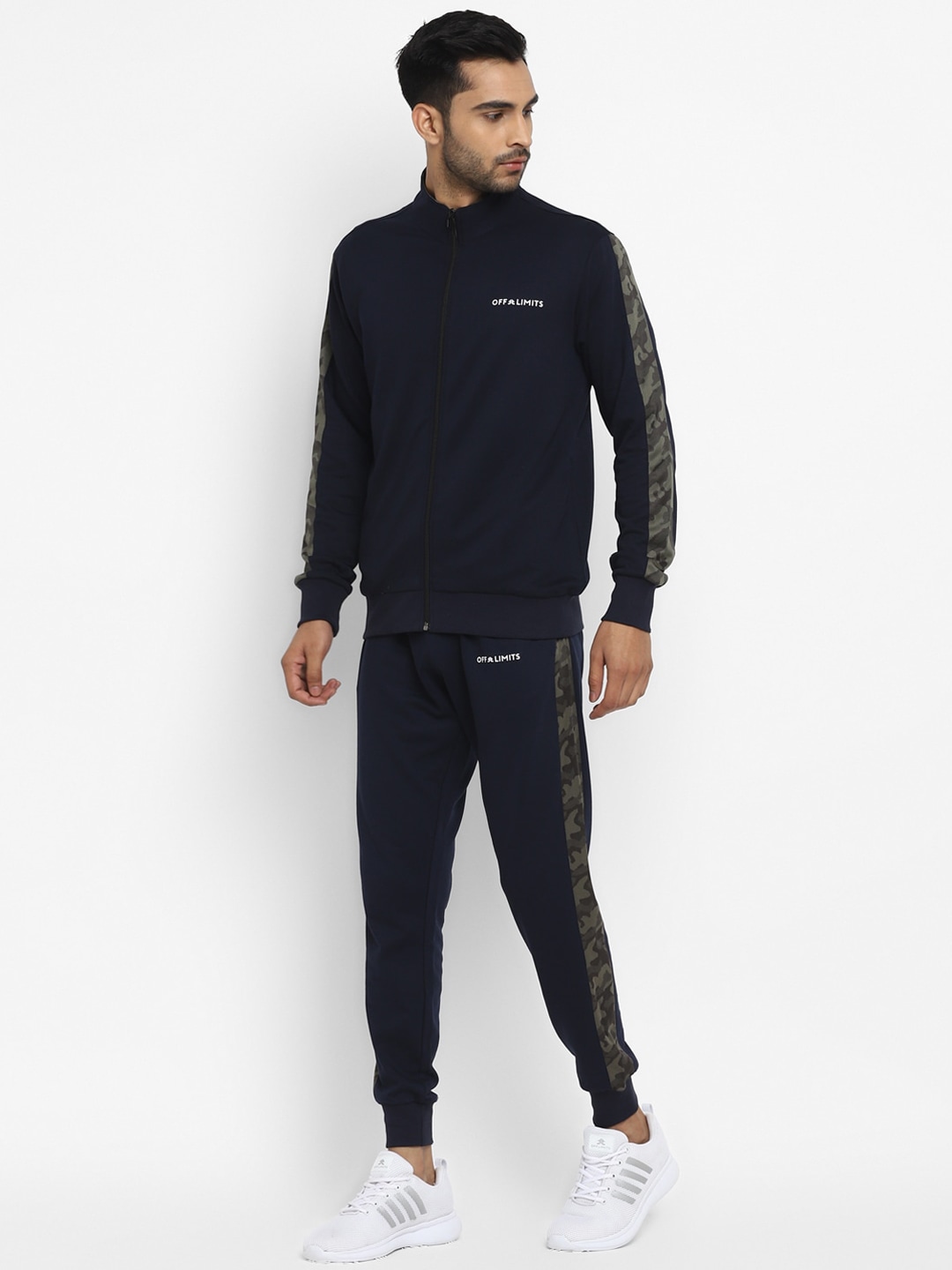 Clothing Tracksuits | OFF LIMITS Men Navy Blue Solid Tracksuit - CL67062