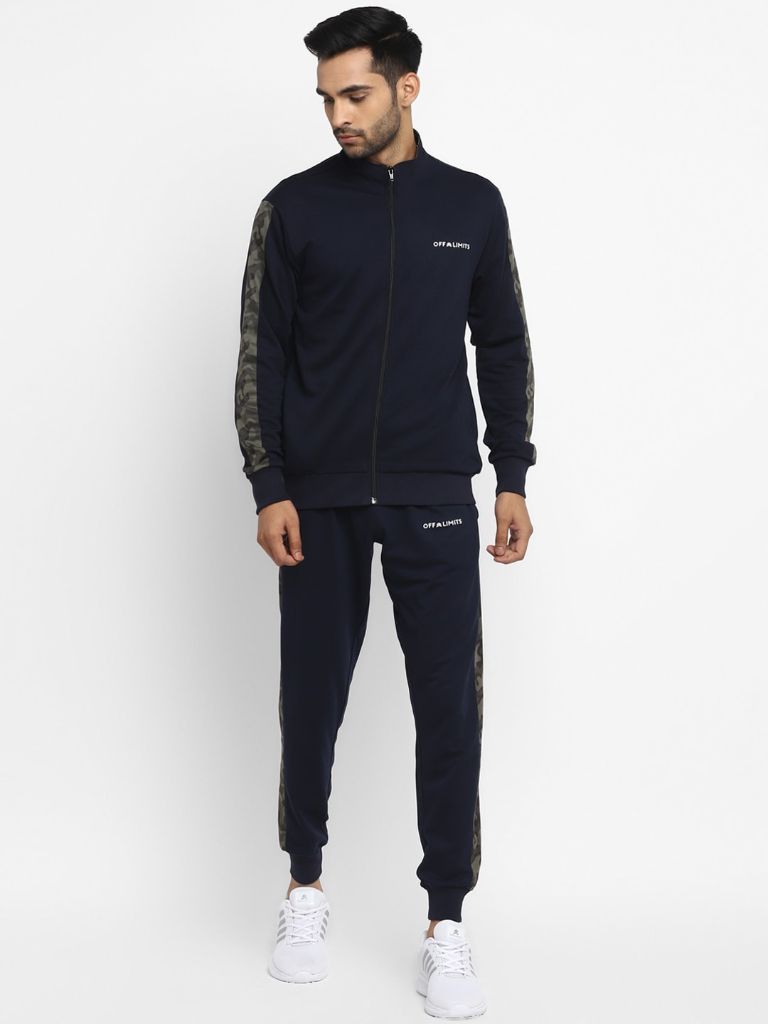 Clothing Tracksuits | OFF LIMITS Men Navy Blue Solid Tracksuit - CL67062