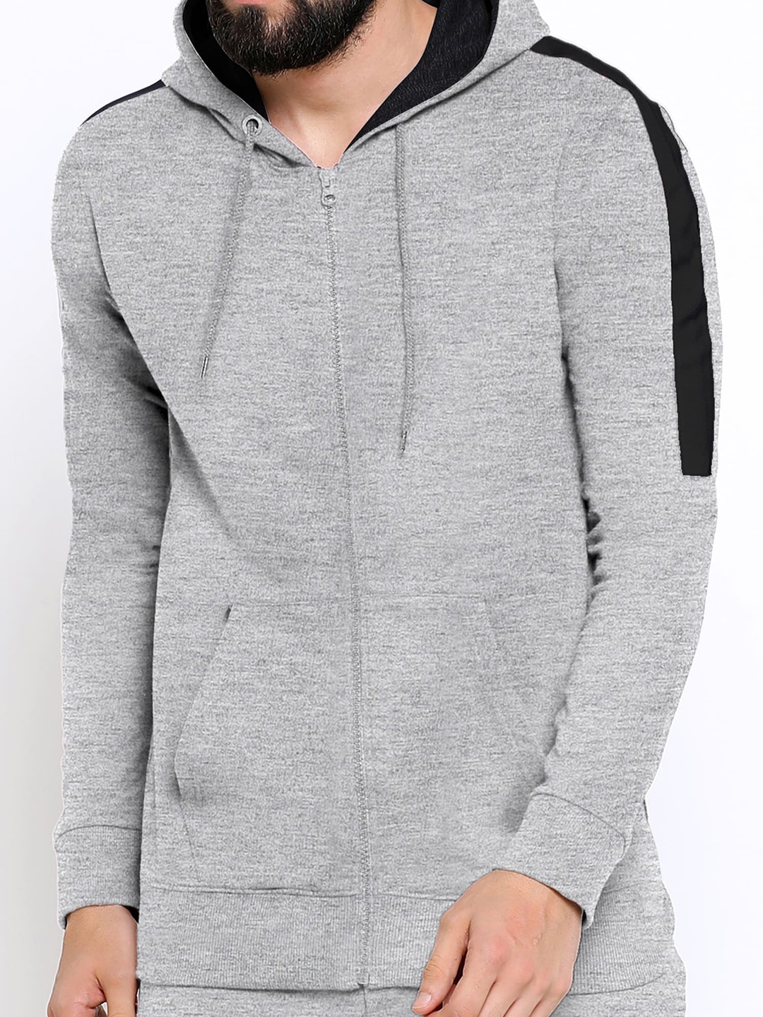 Clothing Tracksuits | Maniac Men Grey Solid Slim Fit Knitted Tracksuit - NL17807
