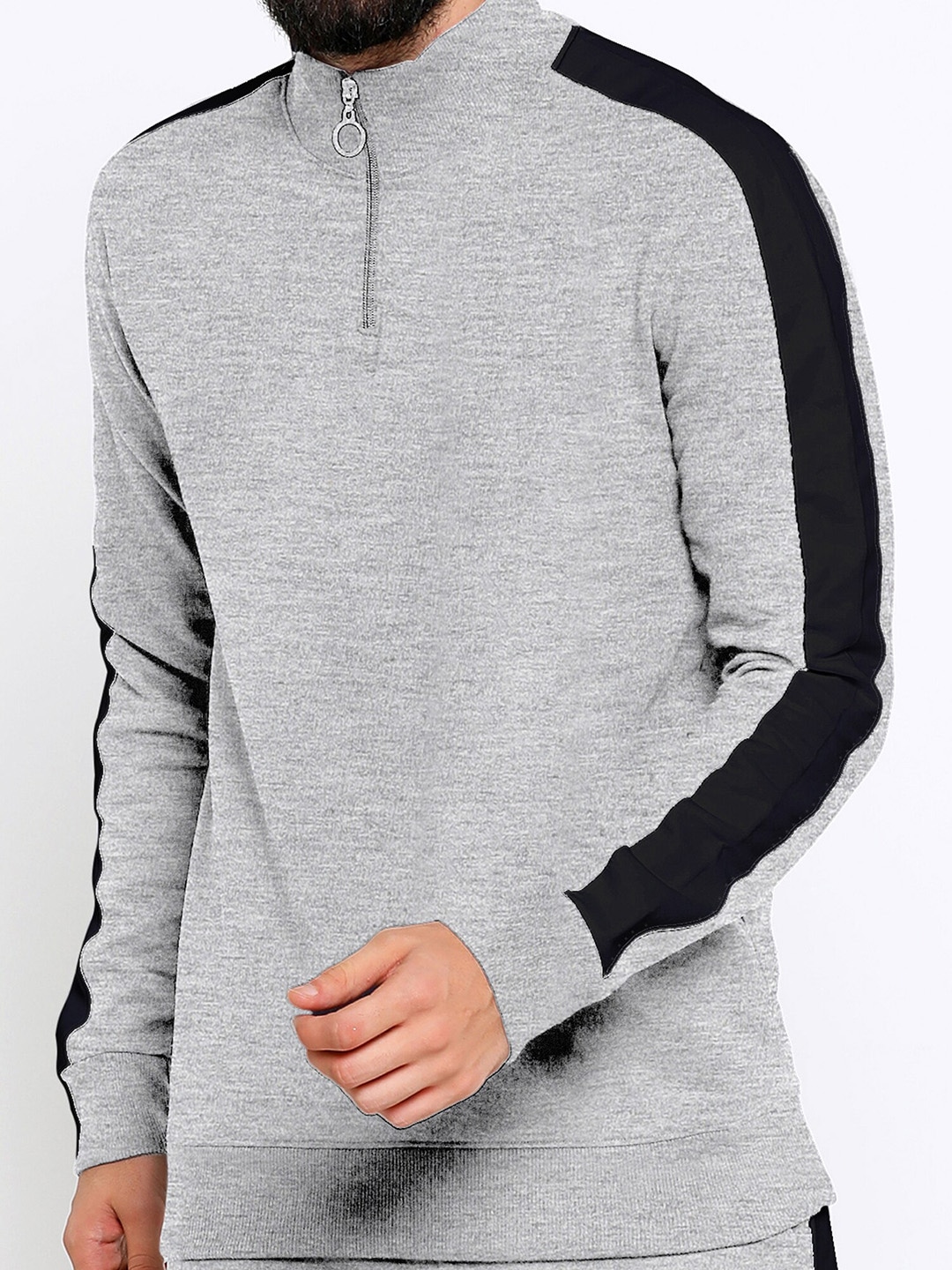 Clothing Tracksuits | Maniac Men Grey Solid Slim Fit Knitted Tracksuit - SI11093