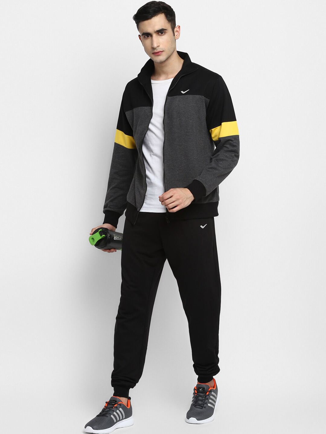 Clothing Tracksuits | Yuuki Men Grey & Black Colourblocked Track Suit - DW74710