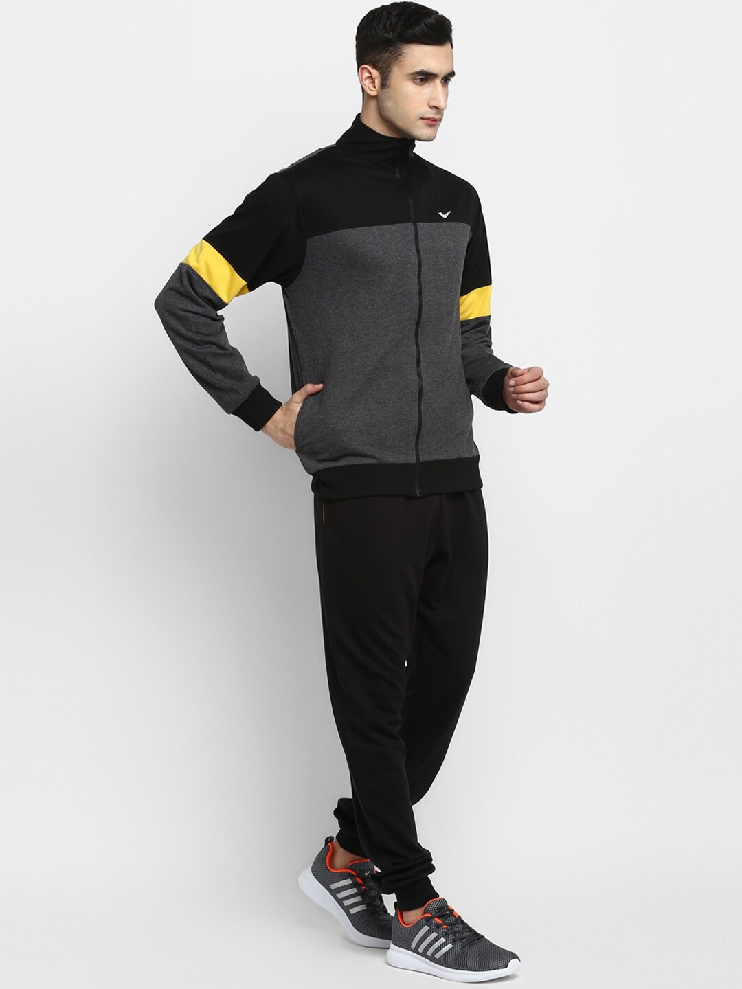 Clothing Tracksuits | Yuuki Men Grey & Black Colourblocked Track Suit - DW74710