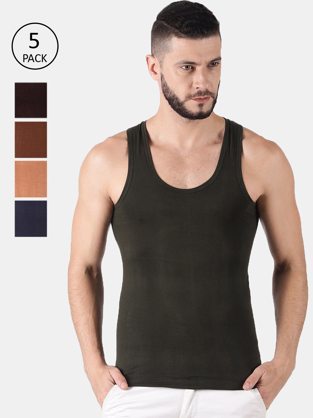 Clothing Innerwear Vests | Dollar Men Pack of 5 Assorted Innerwear Vests MLHVE-01-PO5-ASST1 - RA50425