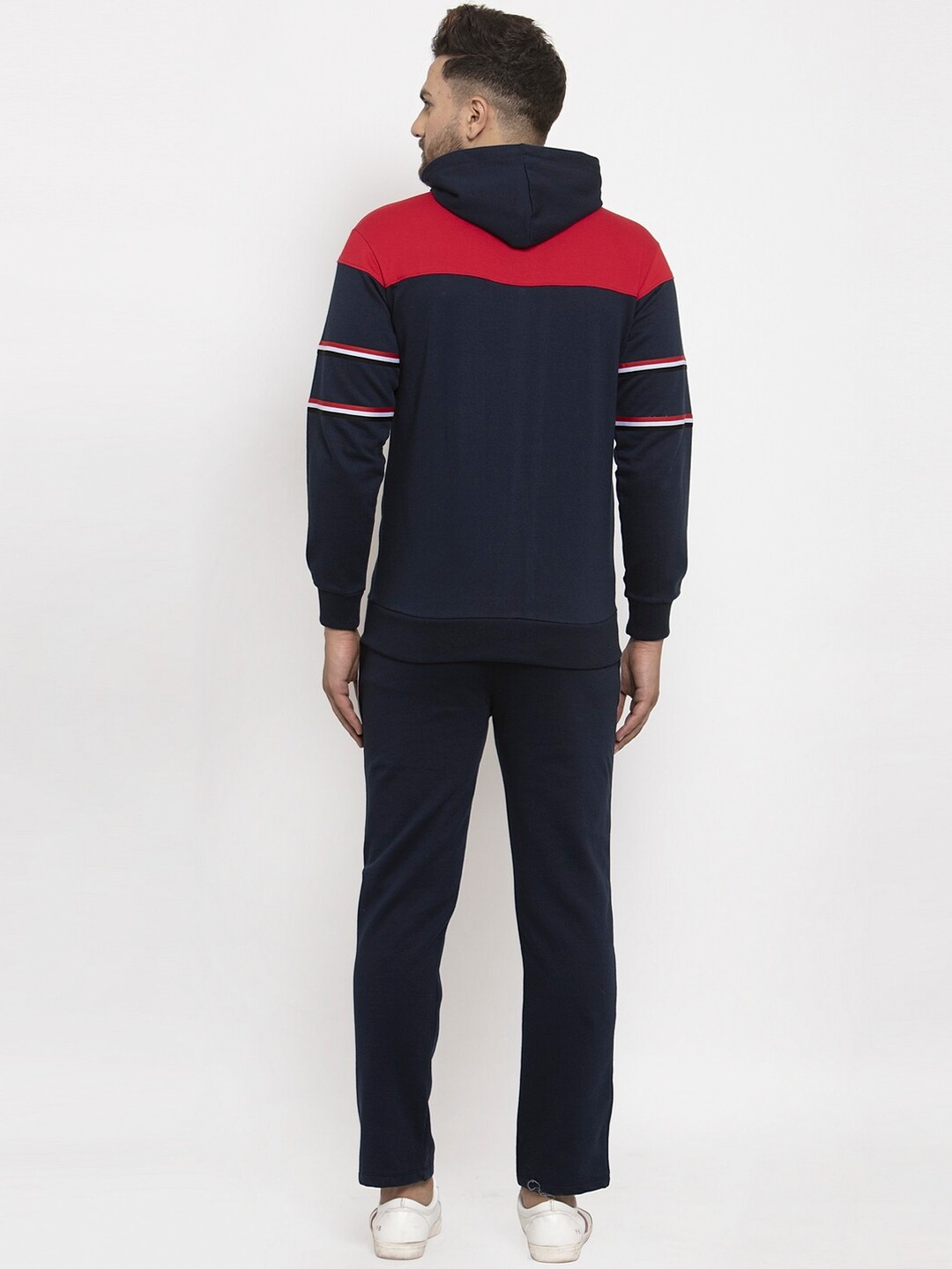 Clothing Tracksuits | WILD WEST Men Navy Blue & Red Colourblocked Tracksuit - BS47147
