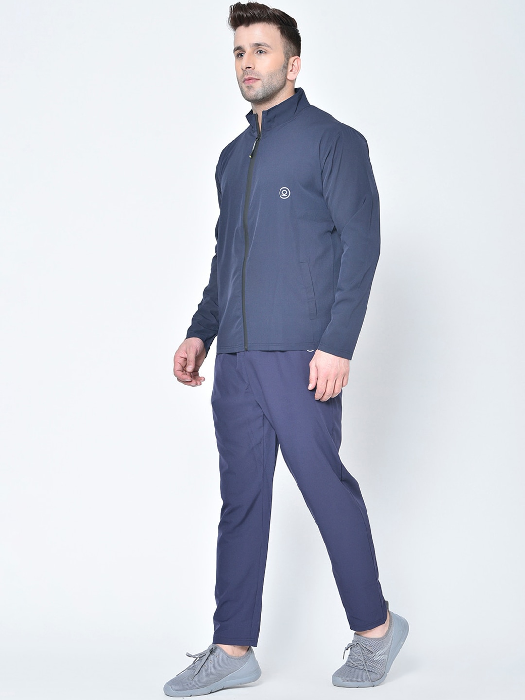 Clothing Tracksuits | Chkokko Men Navy Blue Solid Tracksuit - WB32953