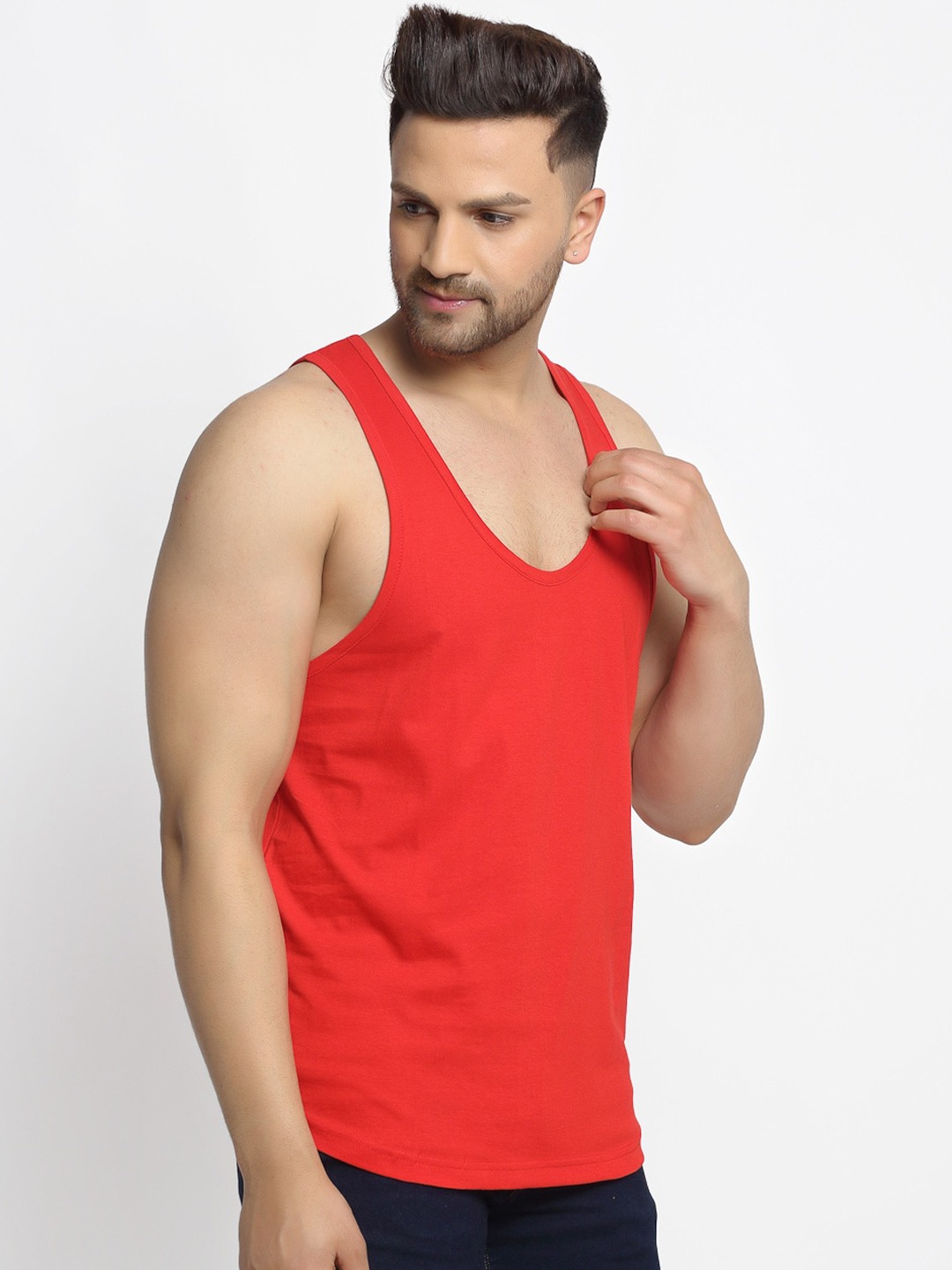 Clothing Innerwear Vests | Friskers Men Red Solid Gym Vest - JY55014