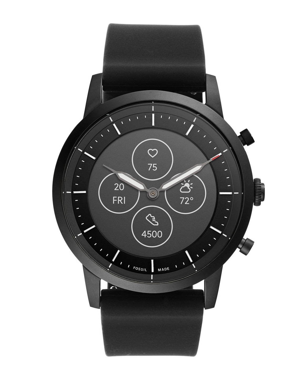 Accessories Smart Watches | Fossil Men Black Solid FB-01 Hybrid HR Smartwatch FTW7017 - QF58509