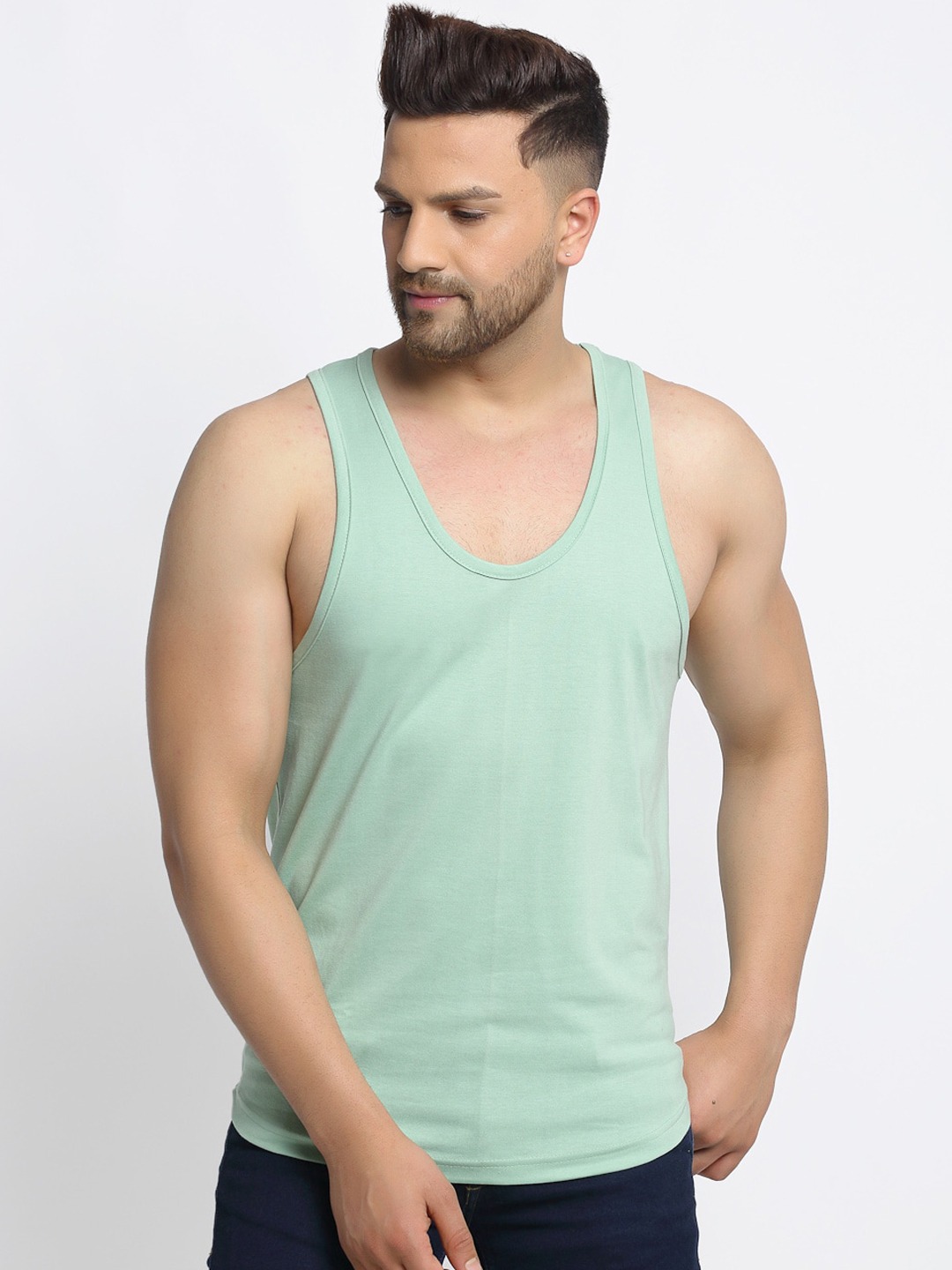 Clothing Innerwear Vests | Friskers Men Pack Of 2 Solid Apple Cut Pure Cotton Gym Vests - IM96588