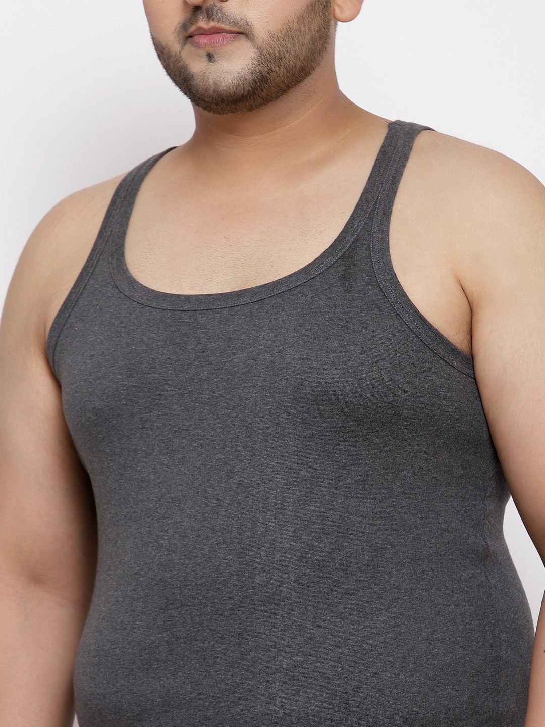 Clothing Innerwear Vests | plusS Men Plus Size Charcoal Grey Solid Innerwear Vest MSD9807-ANTHRA - YT99261
