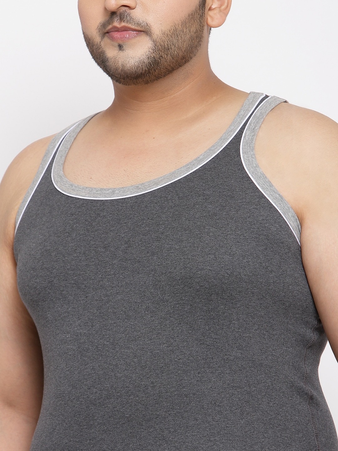 Clothing Innerwear Vests | plusS Men Plus Size Charcoal Grey Solid Innerwear Vest MSD9908 - SI99225