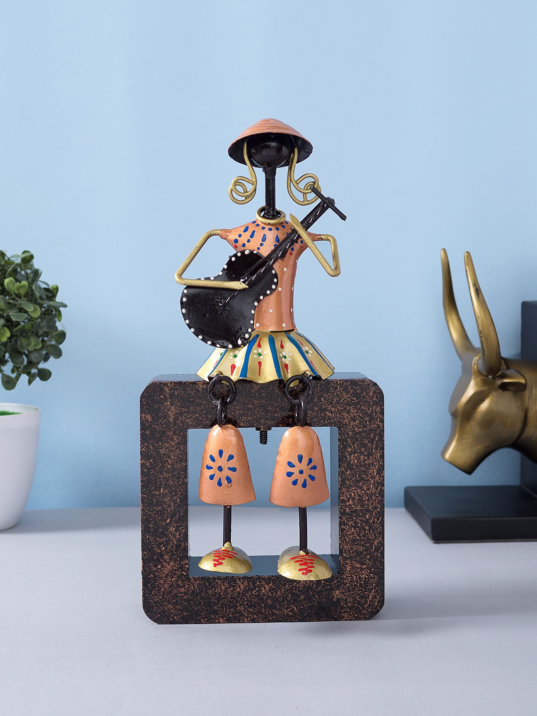 Golden Peacock Multicolored Tribal Sitting Musician Doll Handmade Decorative Showpiece, Multi
Golden Peacock Multicolored Tribal Sitting Musician Doll Handmade Decorative Showpiece, Multi