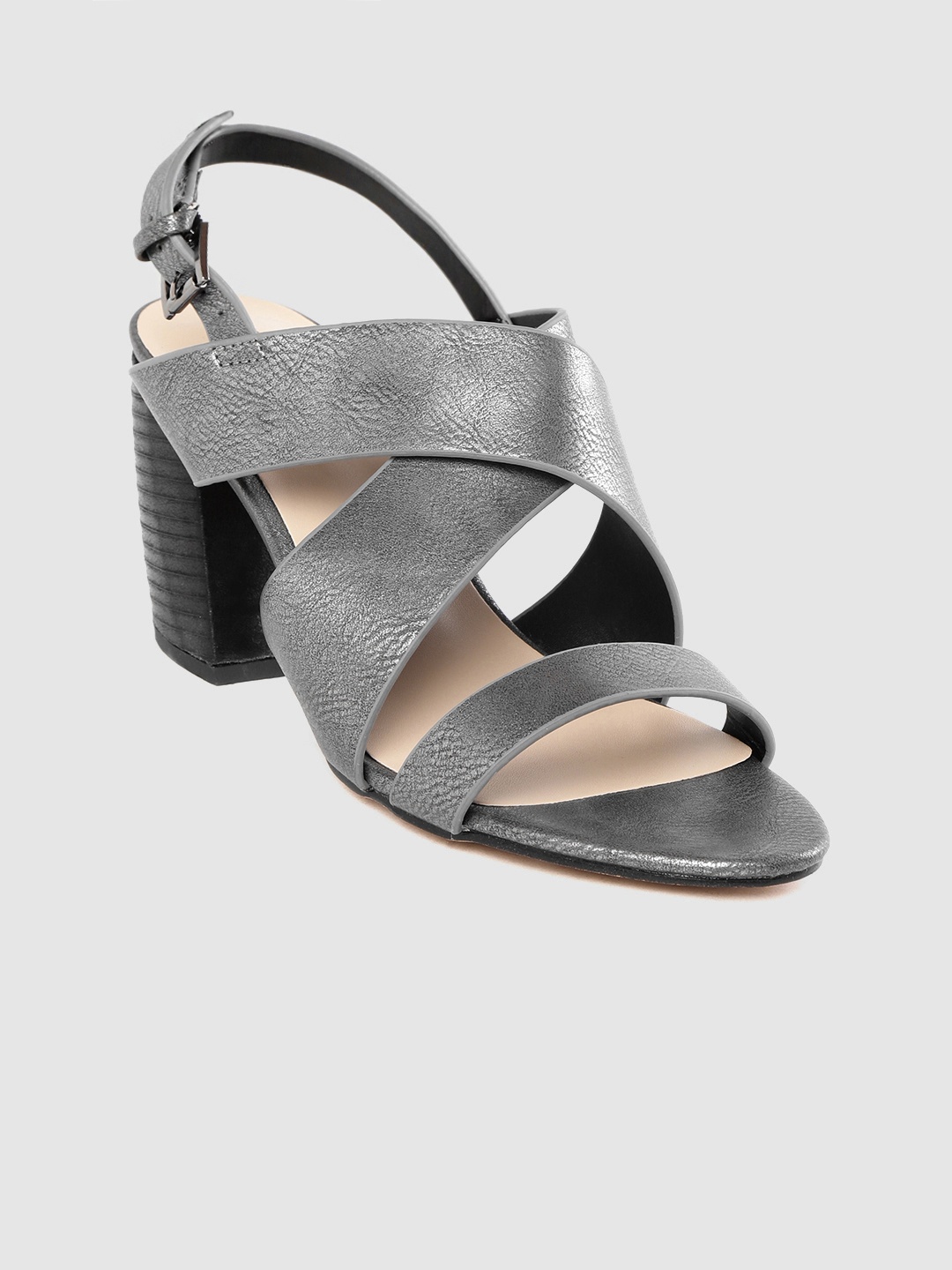 Van Heusen Woman Grey Solid Block Heels