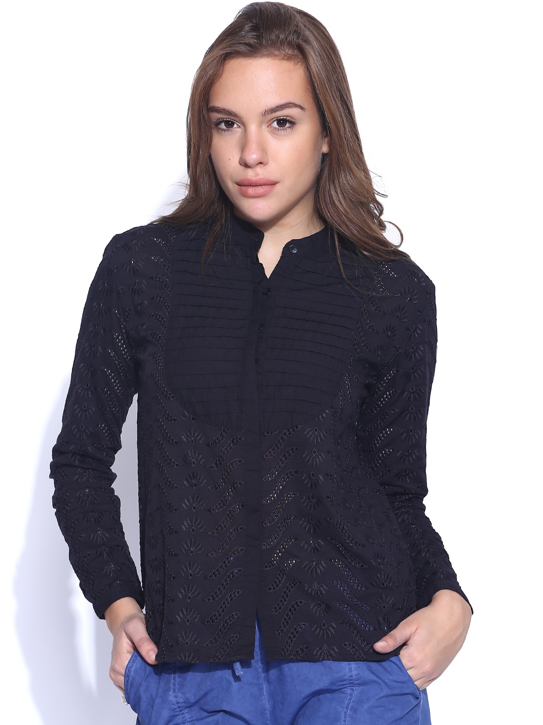 Tokyo Talkies Black Embroidered Top