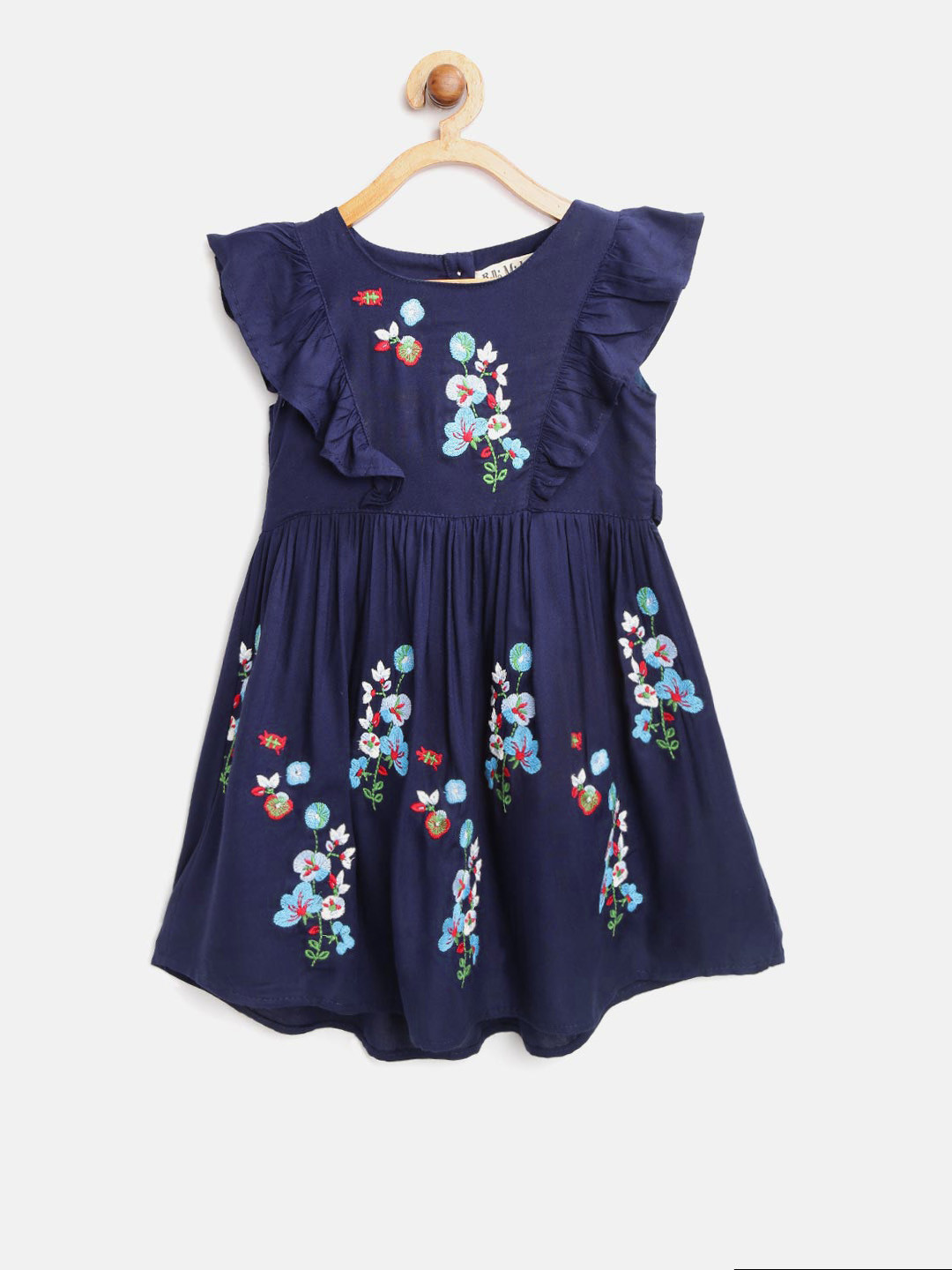 Bella Moda Girls Navy Blue Floral Embroidered Fit and Flare Dress 
Bella Moda Girls Navy Blue Floral Embroidered Fit and Flare Dress