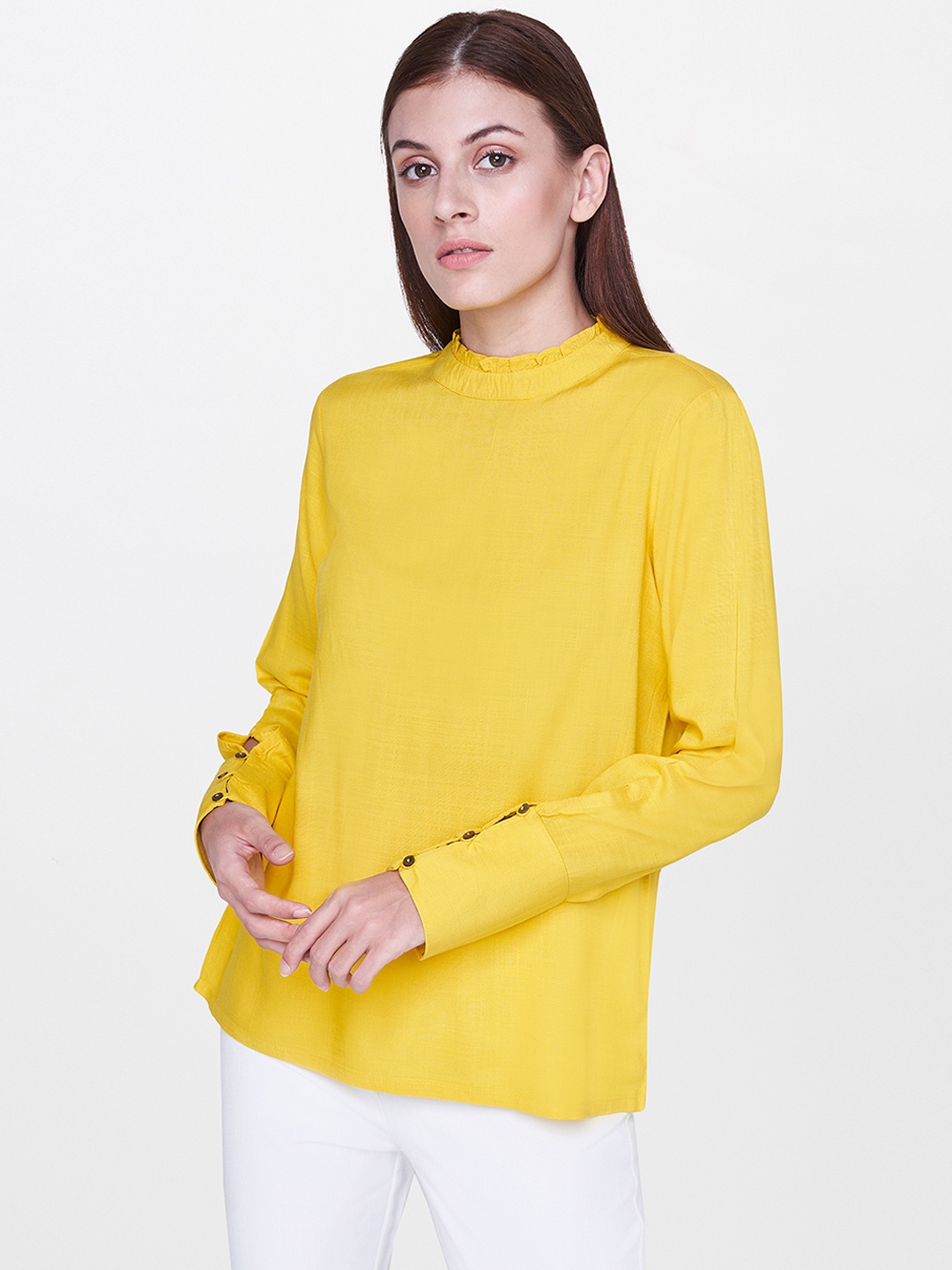 AND Women Yellow Solid Top